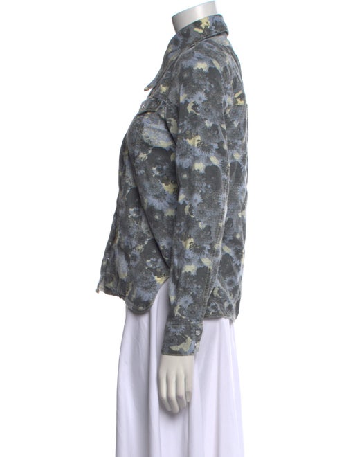 Ganni Printed Long Sleeve Button-Up Top