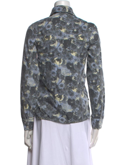 Ganni Printed Long Sleeve Button-Up Top