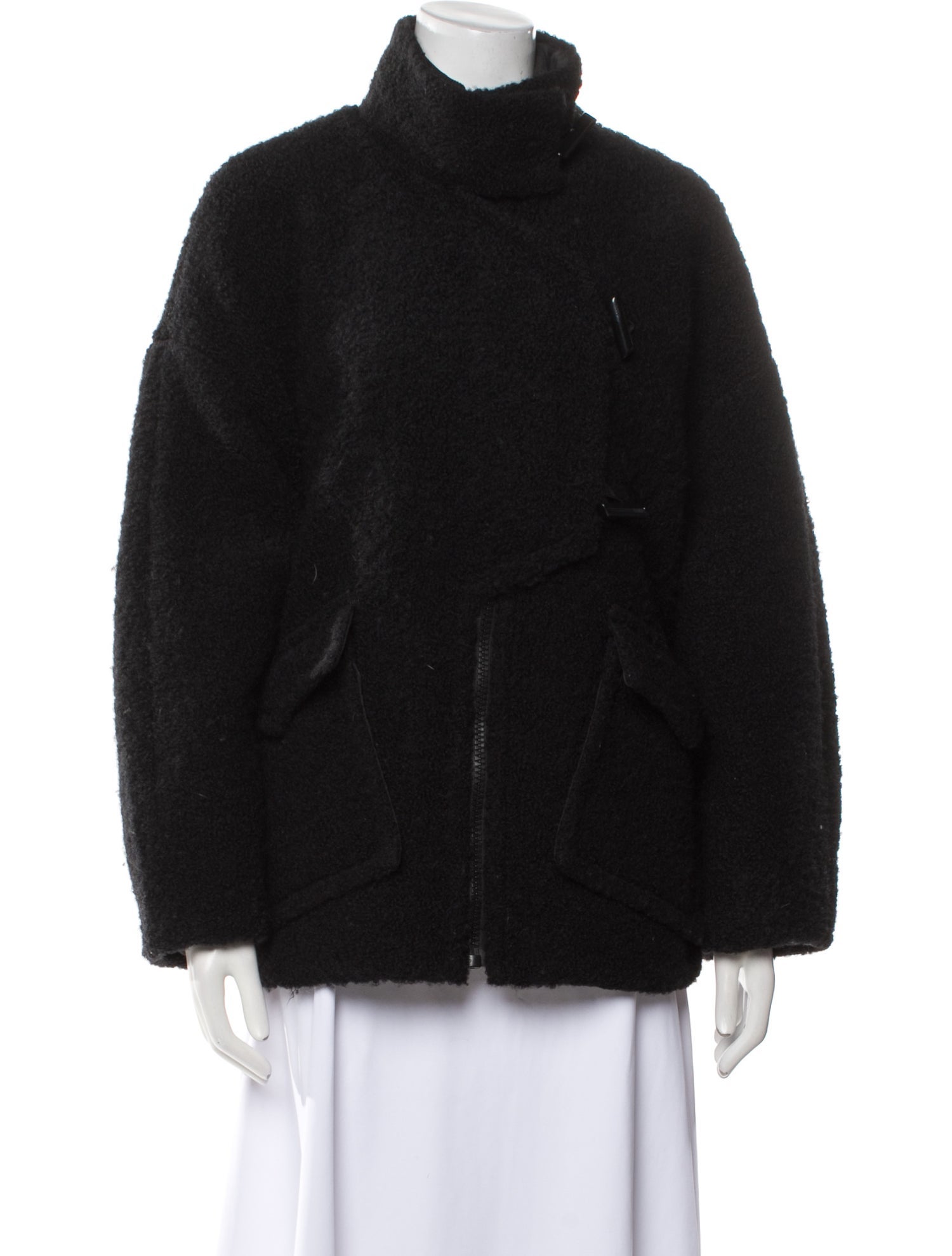Ganni Wool Faux Fur Jacket