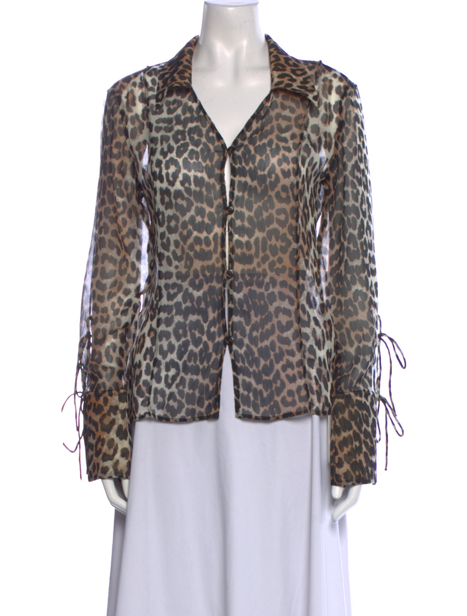Ganni Animal Print V-Neck Blouse w/ Tags