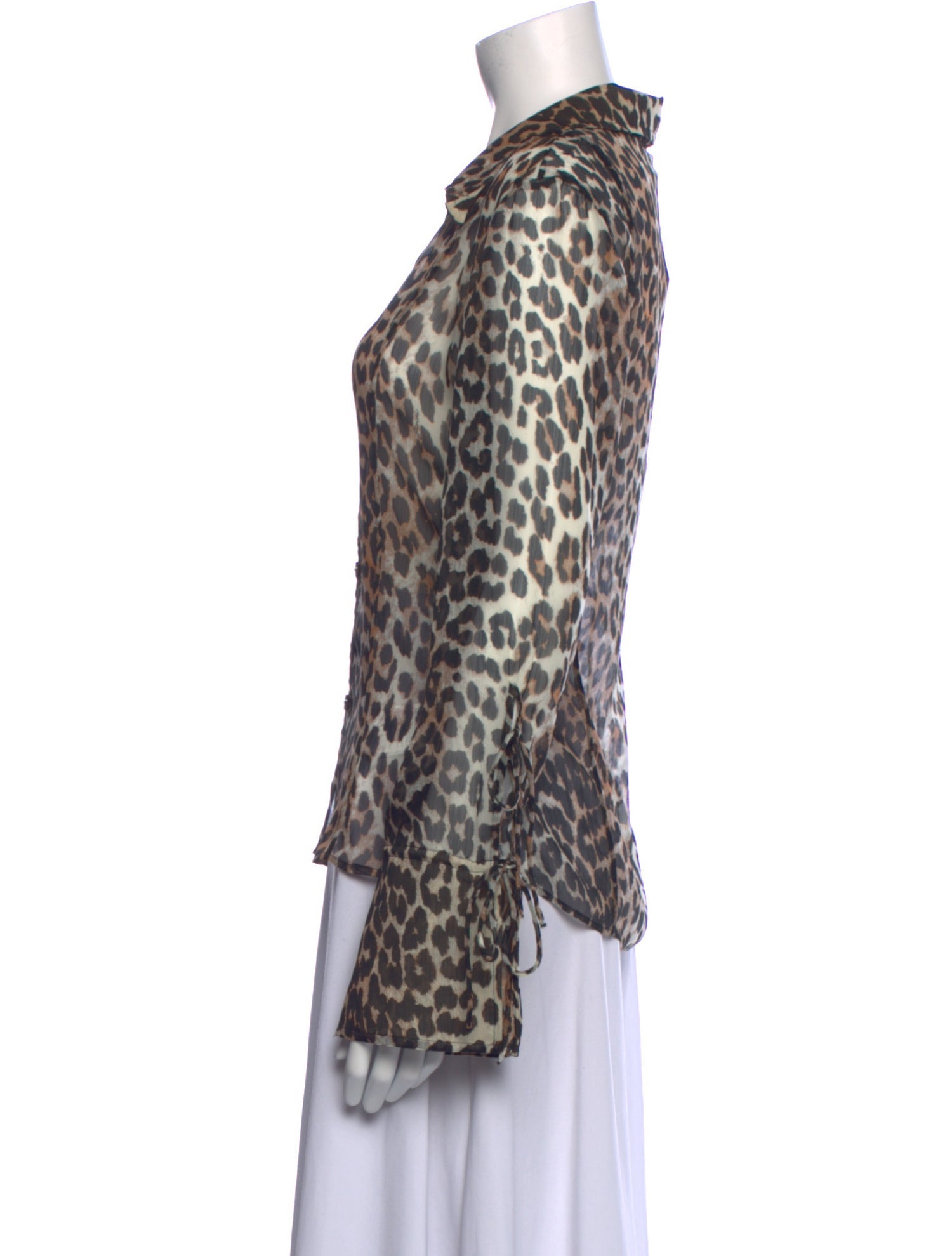 Ganni Animal Print V-Neck Blouse w/ Tags