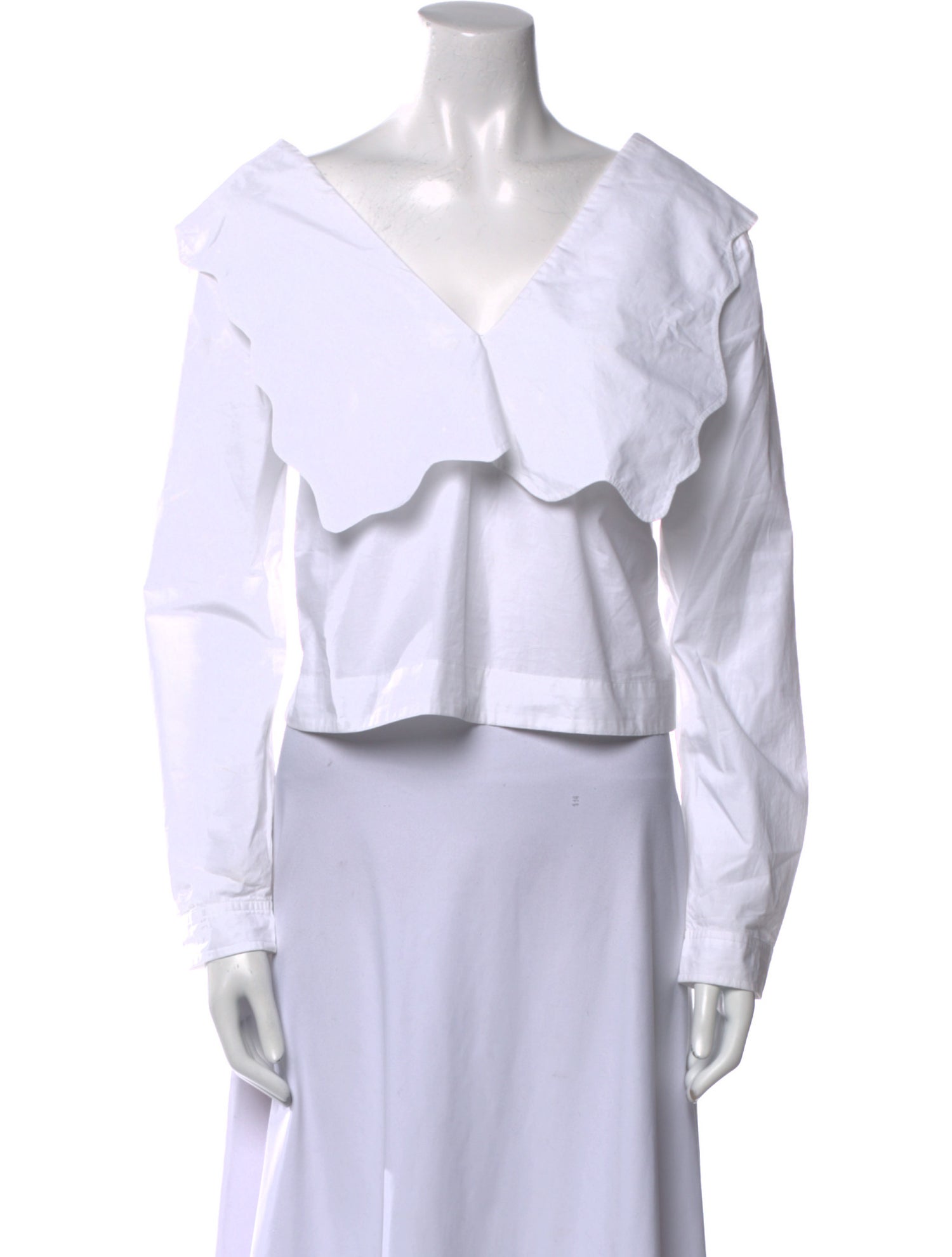 Ganni V-Neck Long Sleeve Crop Top