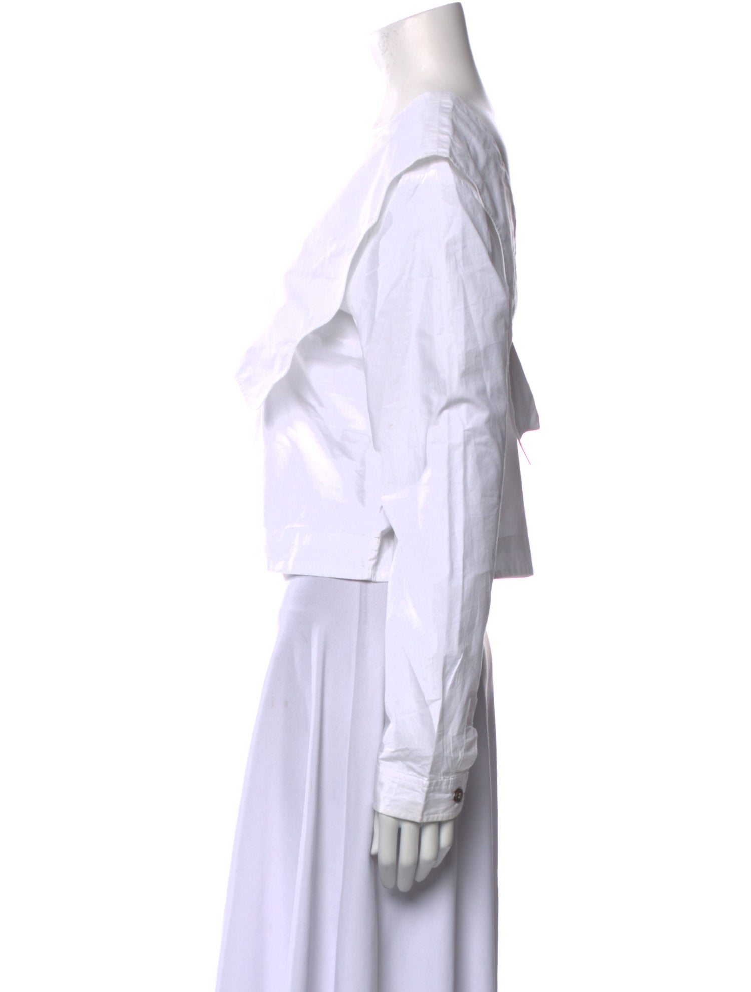 Ganni V-Neck Long Sleeve Crop Top