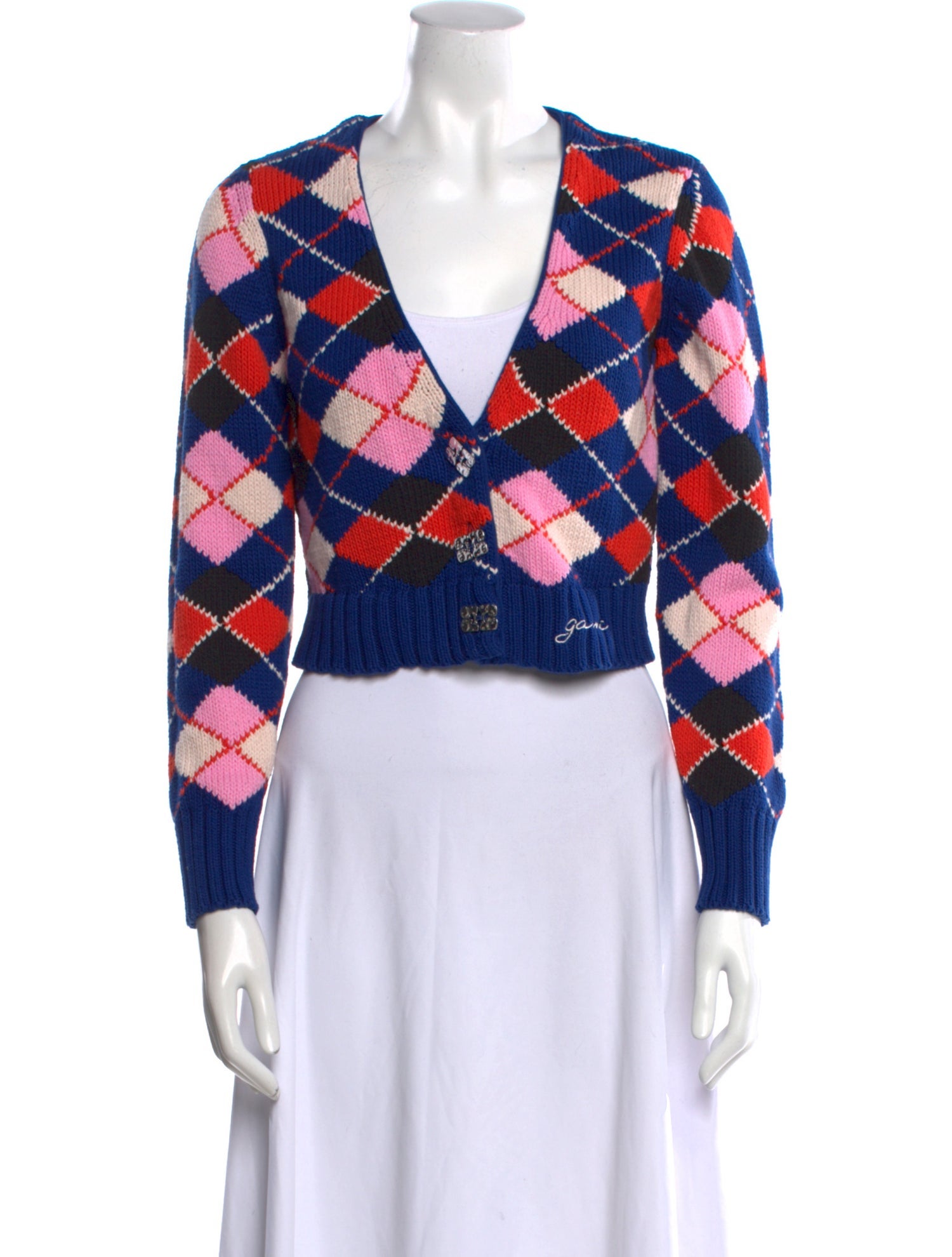 Ganni Printed V-Neck Sweater