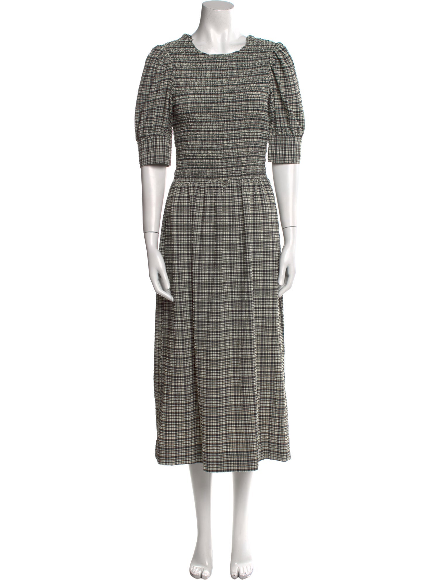 Ganni Plaid Print Long Dress