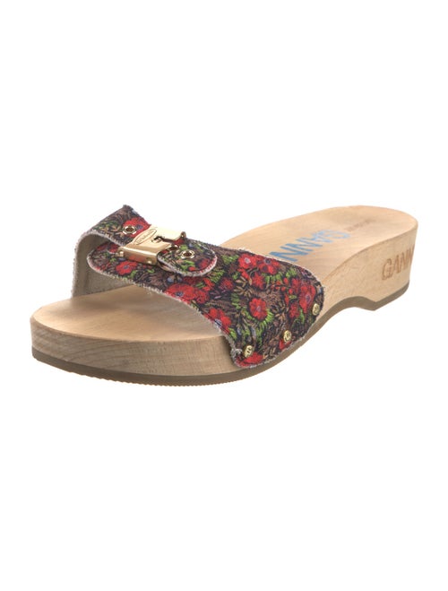 Ganni Canvas Floral Print Slides