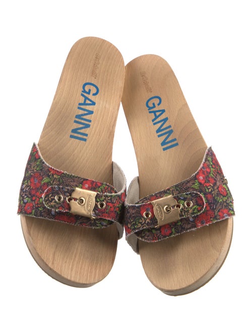 Ganni Canvas Floral Print Slides