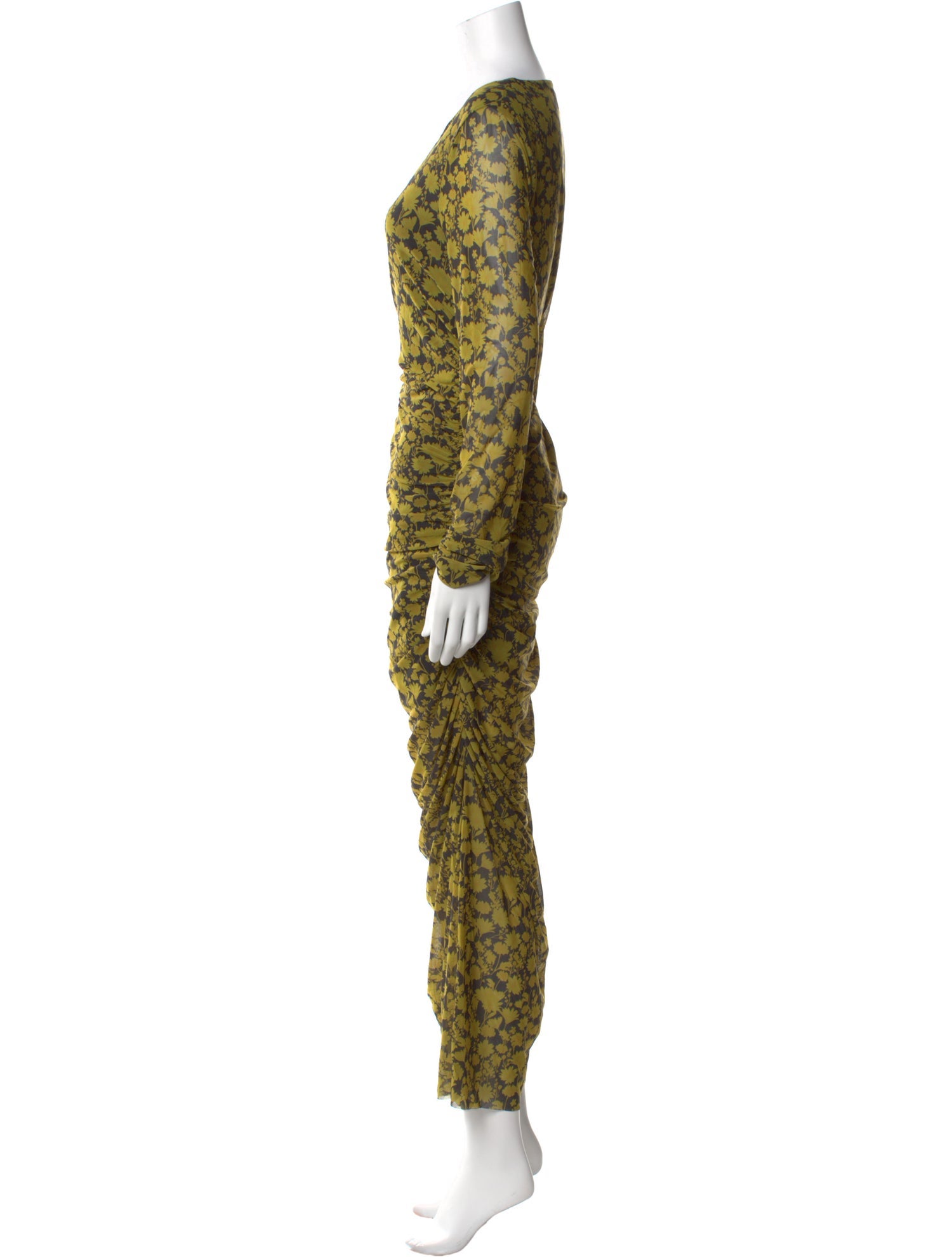 Ganni Printed Long Dress - Yellow Dresses, Clothing - WZG139133