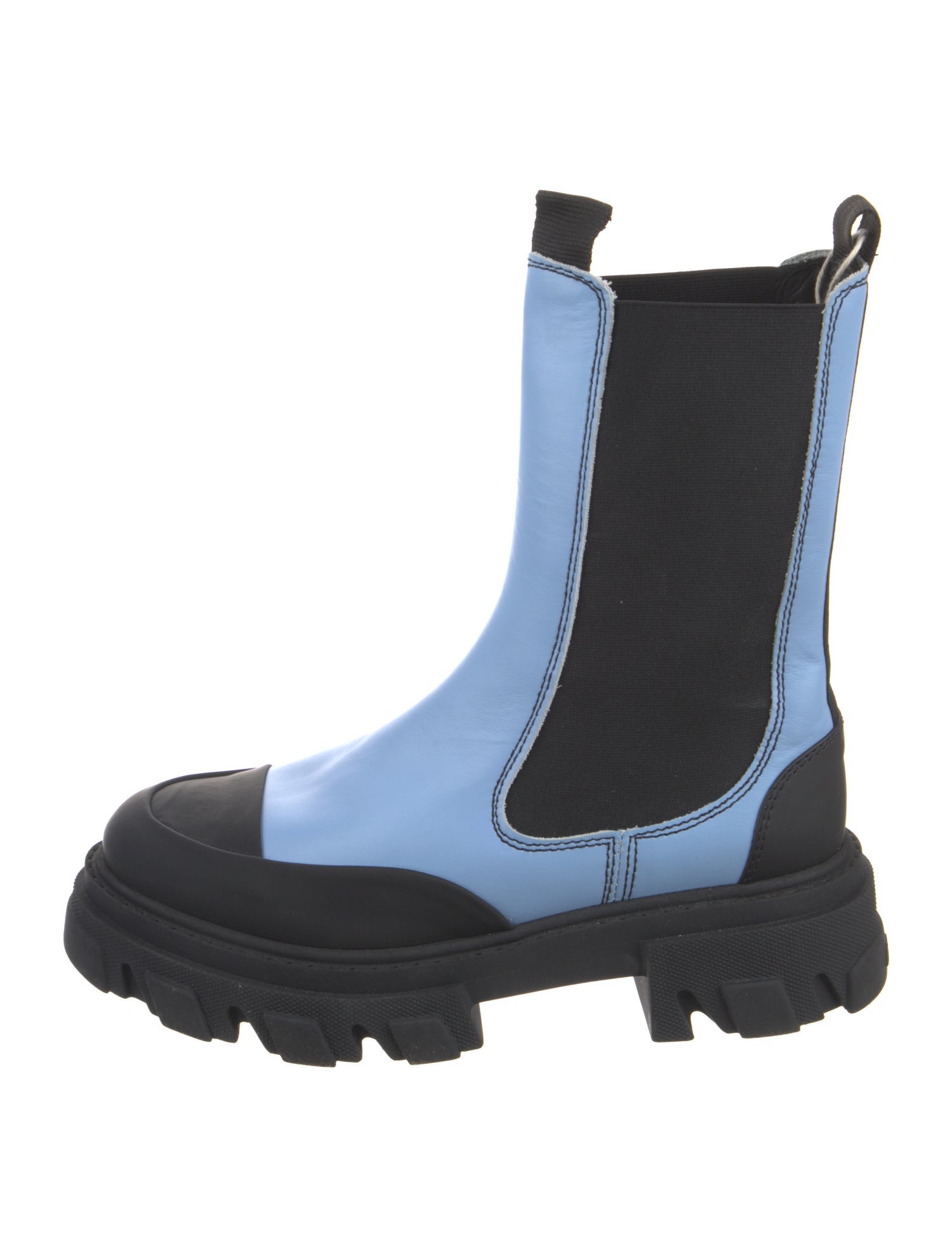 Ganni Leather Colorblock Pattern Chelsea Boots