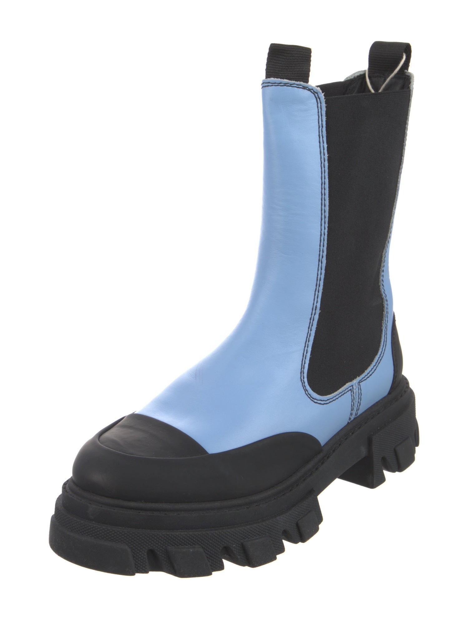 Ganni Leather Colorblock Pattern Chelsea Boots