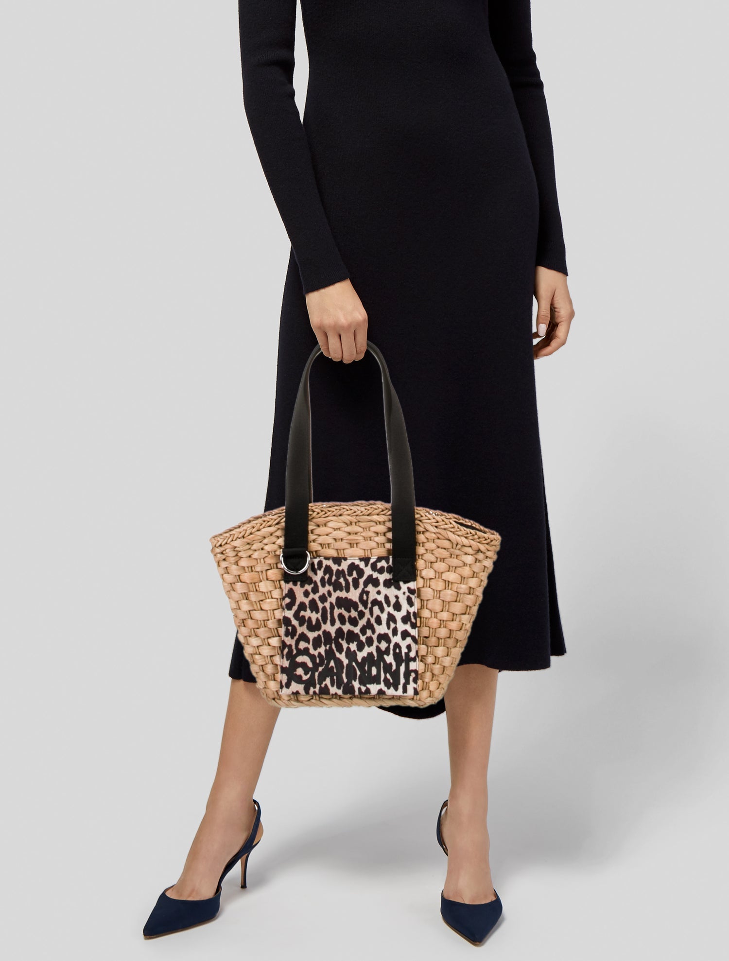 Ganni Straw Shoulder Bag