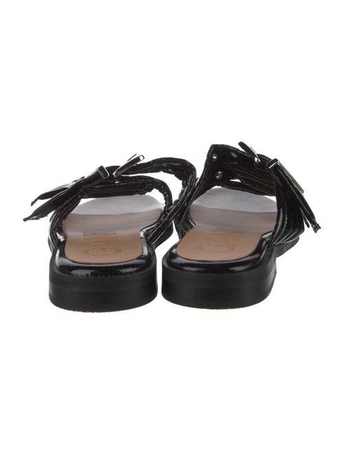 Ganni Patent Leather Eyelet Trim Slides