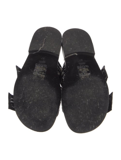 Ganni Patent Leather Eyelet Trim Slides