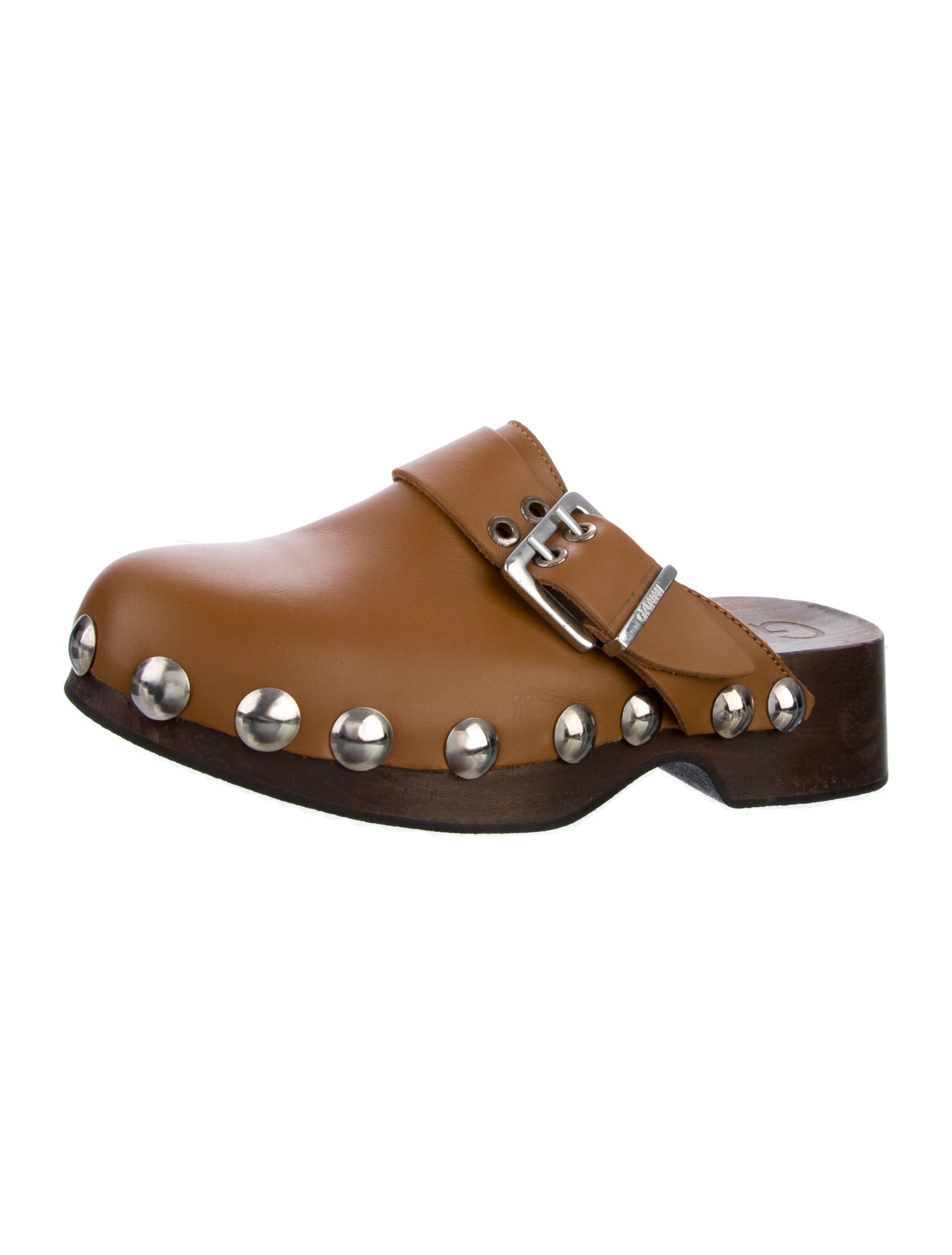 Ganni Leather Studded Accents Mules