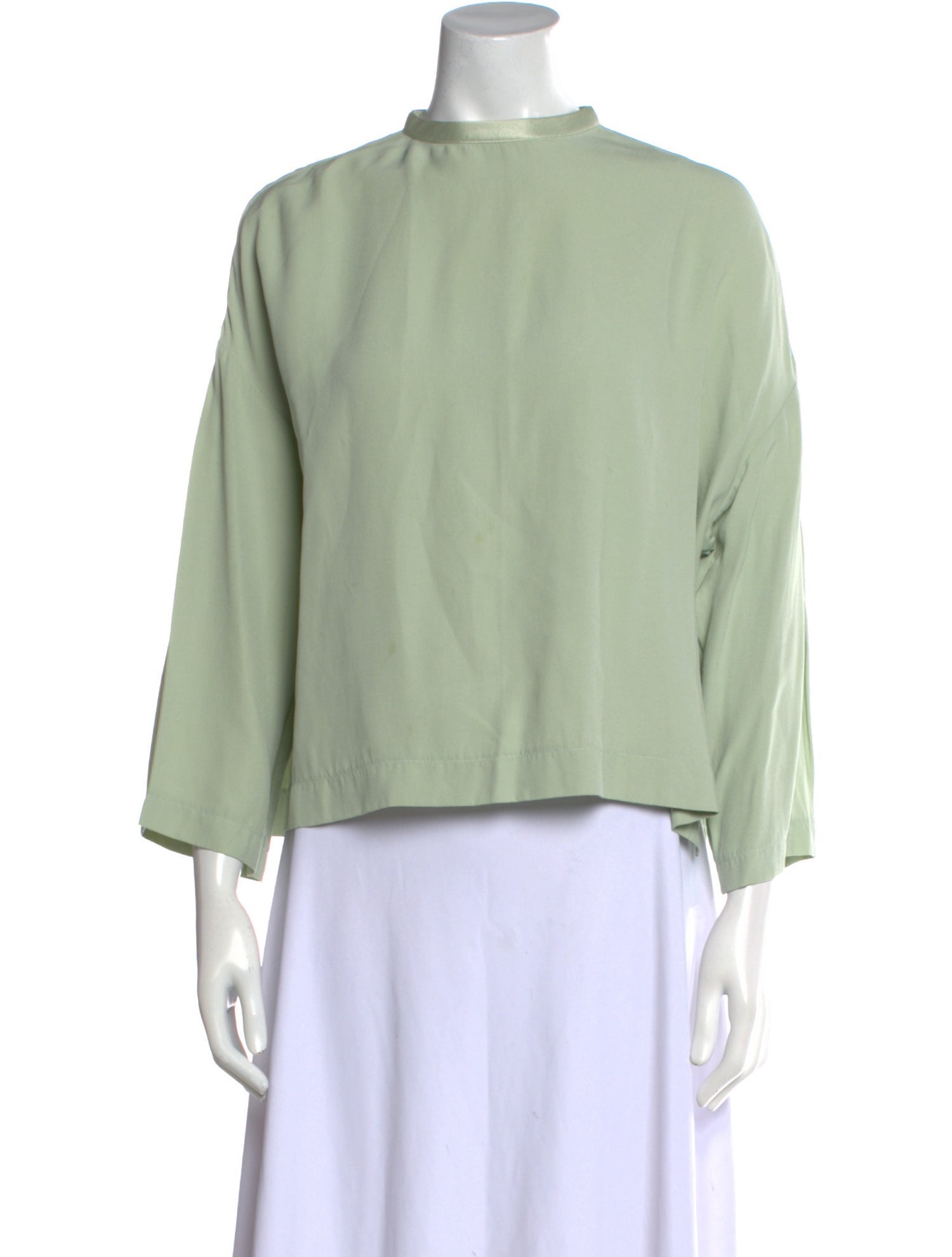 Ganni Mock Neck Three-Quarter Sleeve Sweatshirt