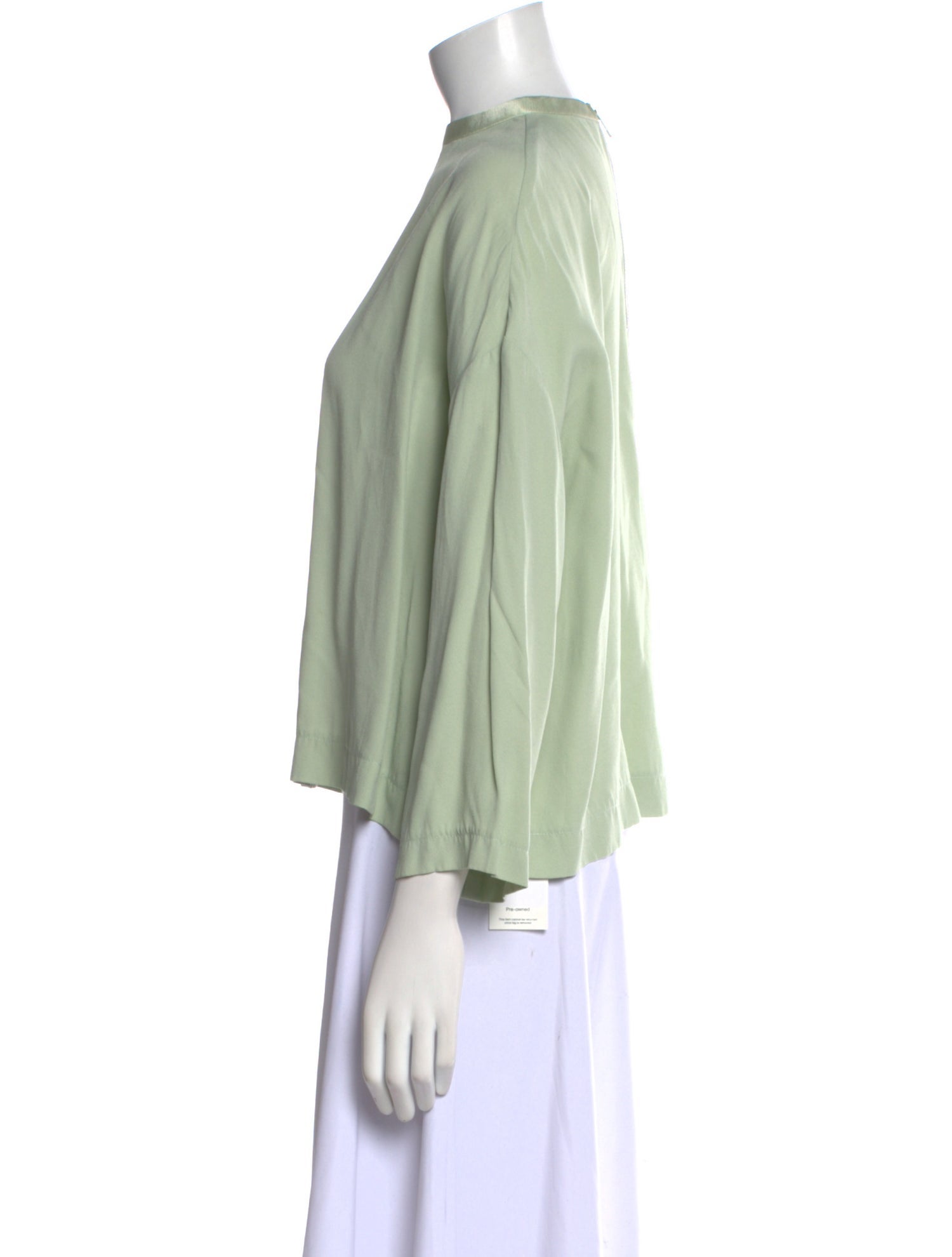 Ganni Mock Neck Three-Quarter Sleeve Sweatshirt