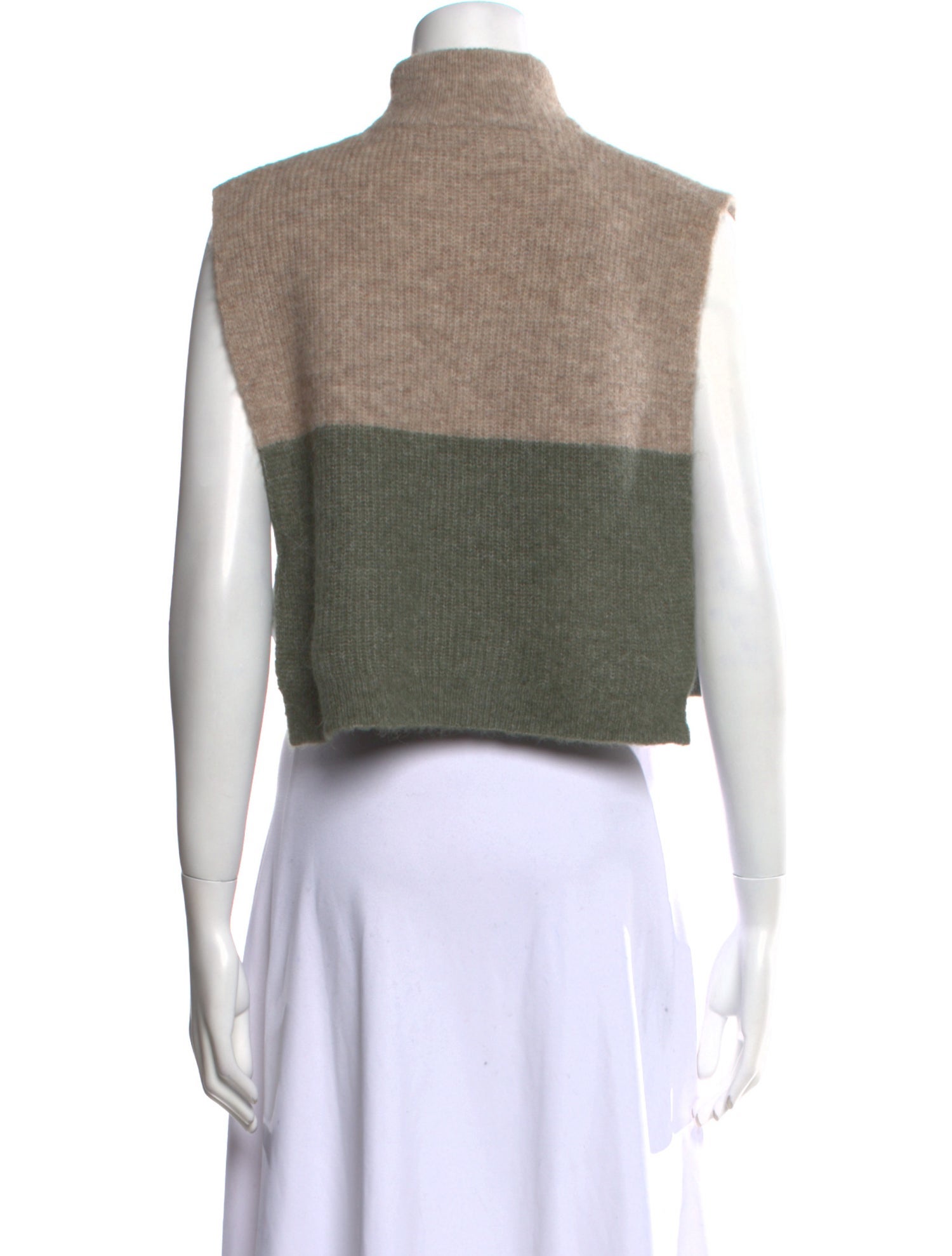 Ganni Colorblock Pattern Mock Neck Sweater