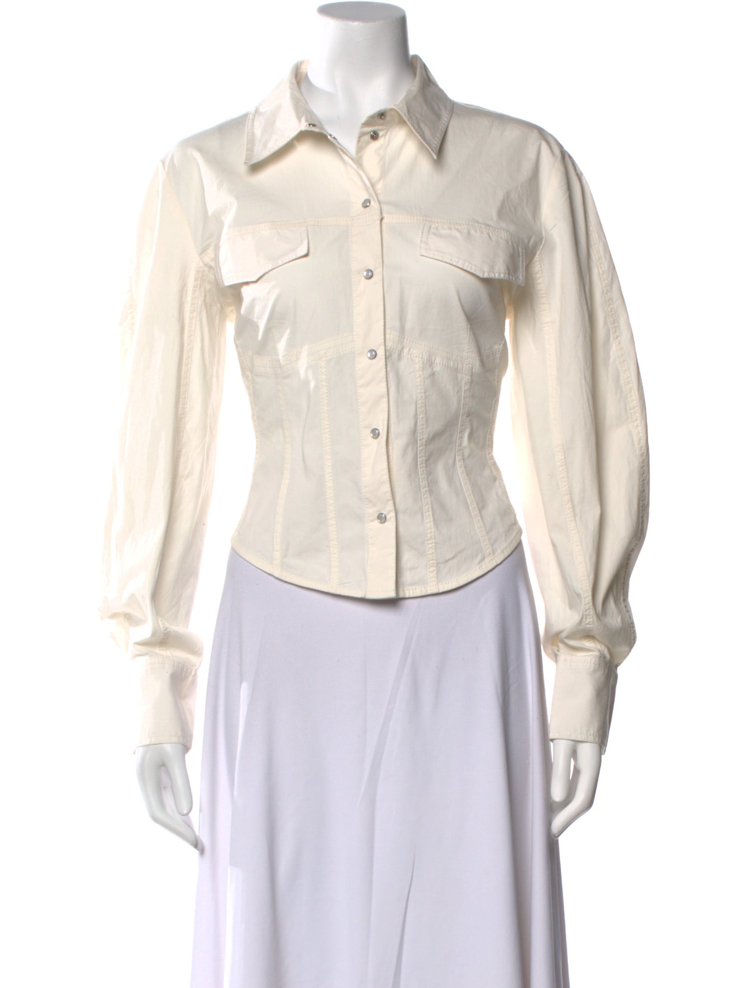 Ganni Long Sleeve Button-Up Top