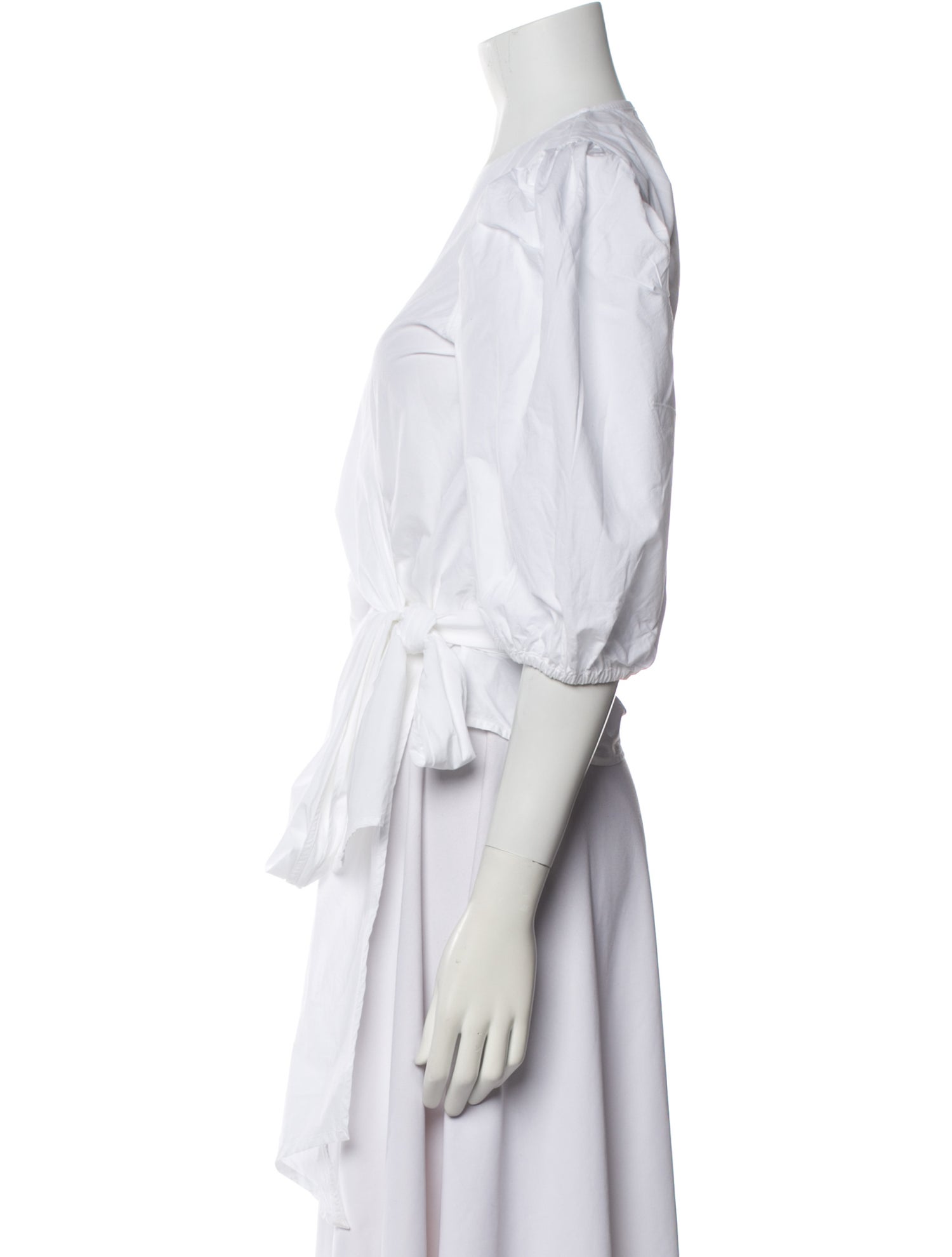 Ganni V-Neck Three-Quarter Sleeve Crop Top