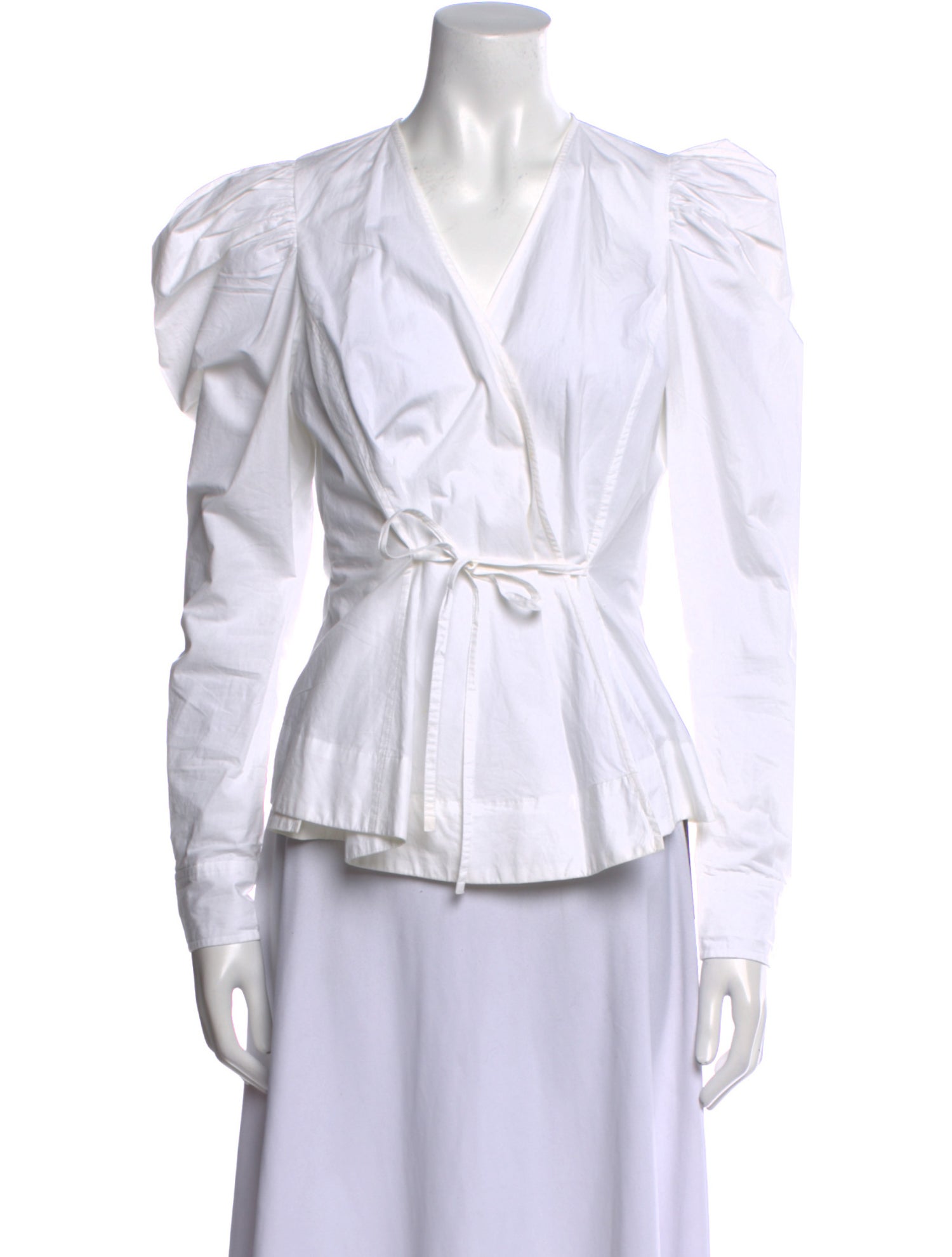 Ganni V-Neck Long Sleeve Blouse