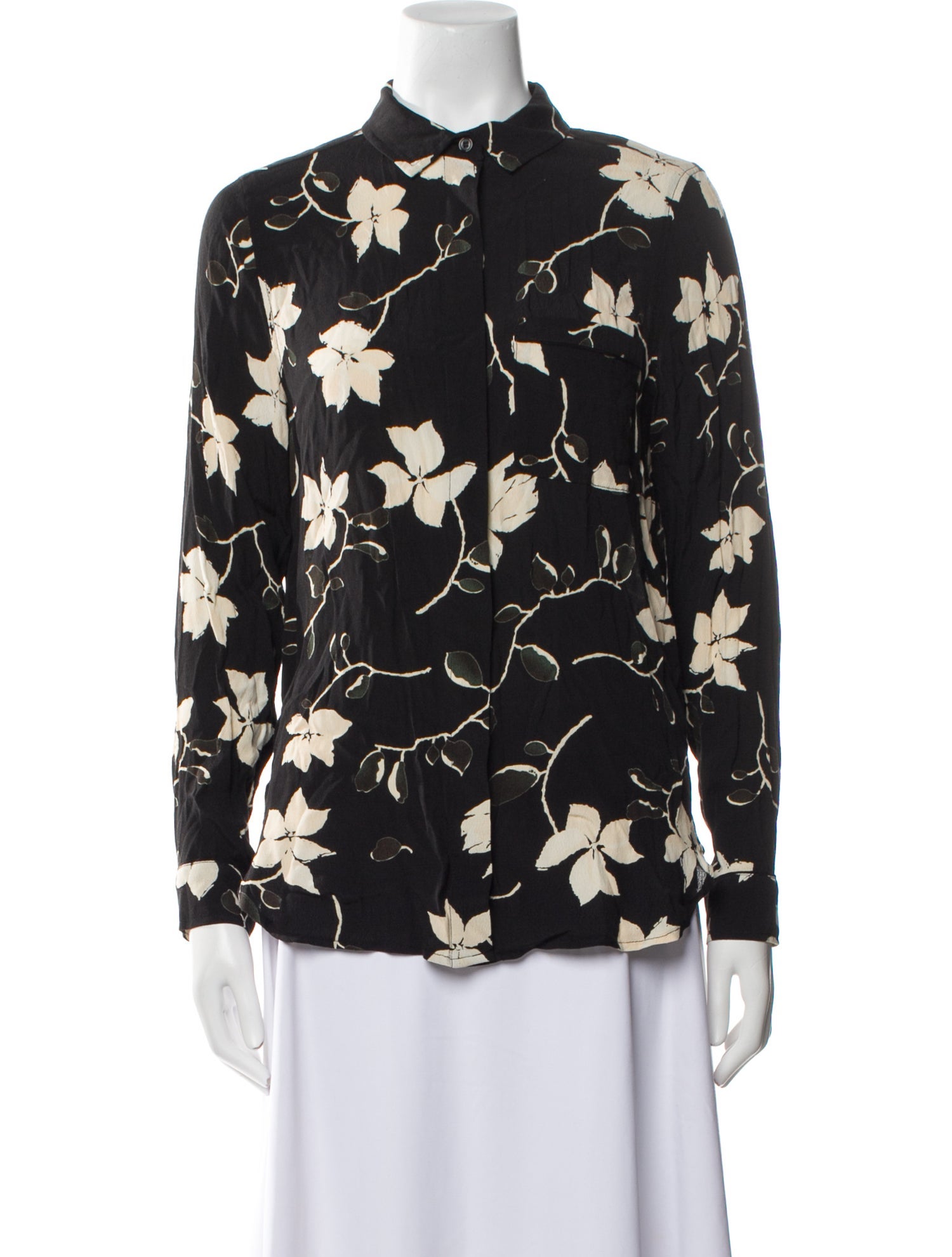 Ganni Floral Print Long Sleeve Button-Up Top