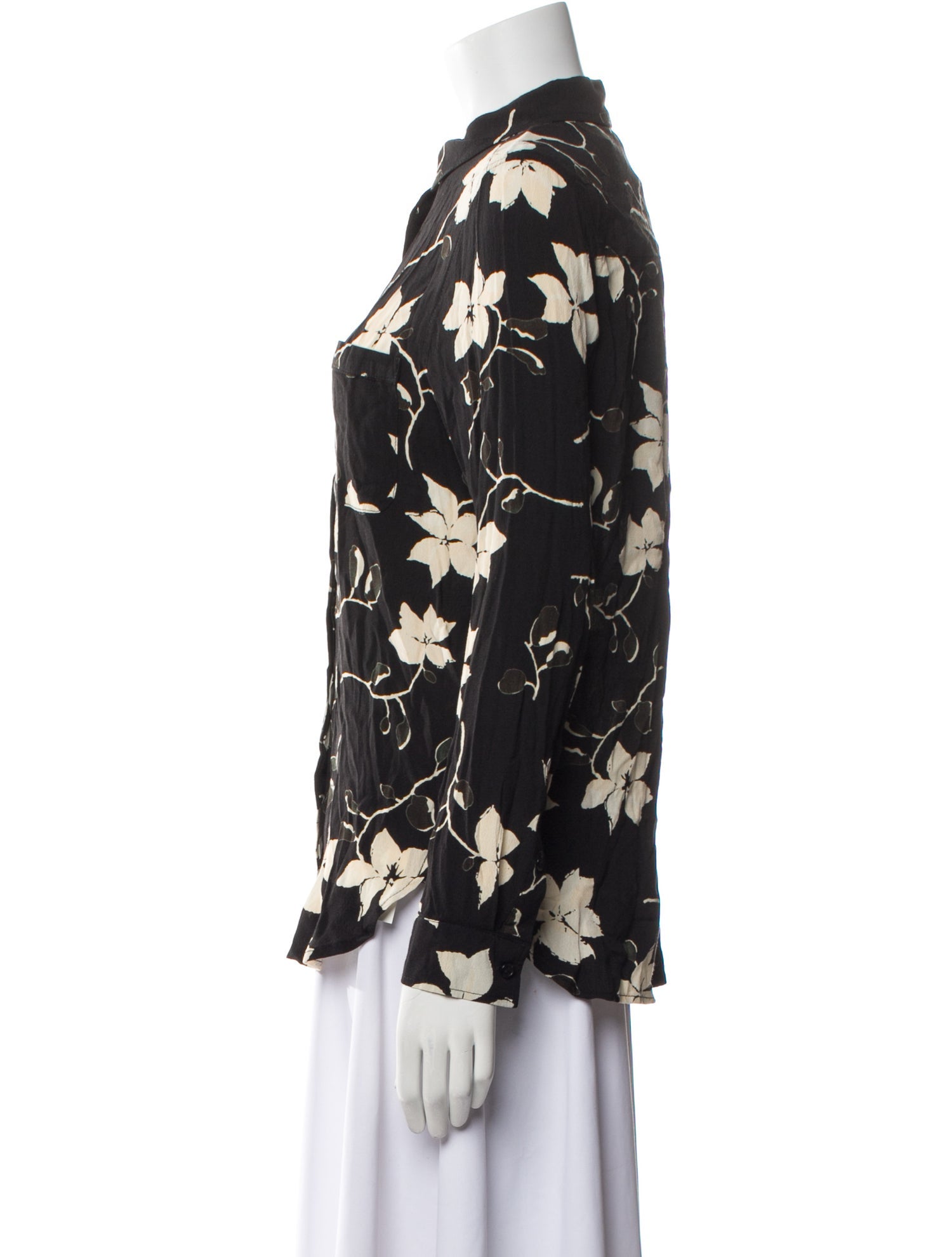 Ganni Floral Print Long Sleeve Button-Up Top