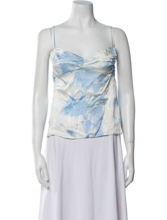 Ganni Printed Square Neckline Top