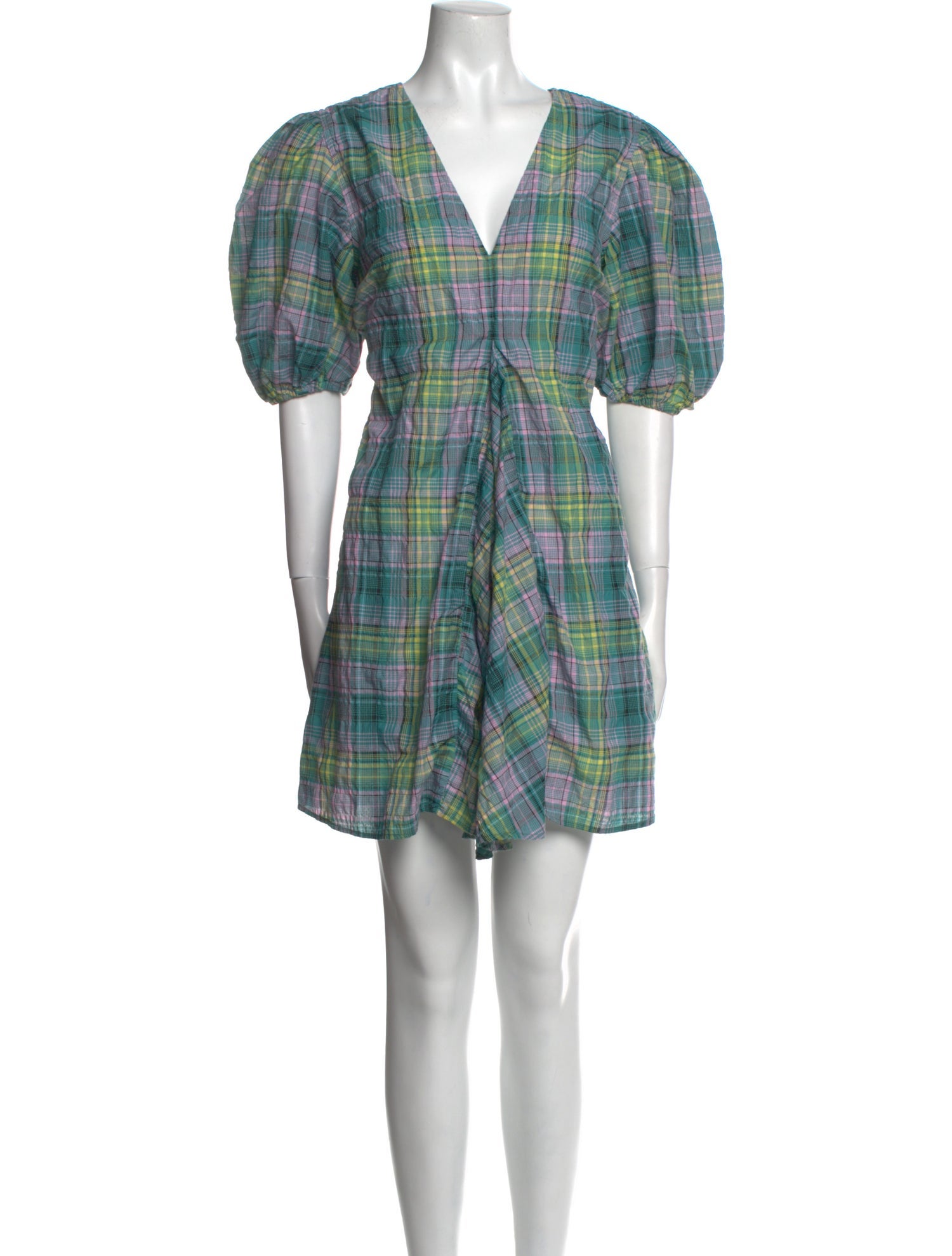 Ganni Plaid Print Mini Dress