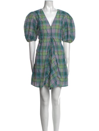 Ganni Plaid Print Mini Dress