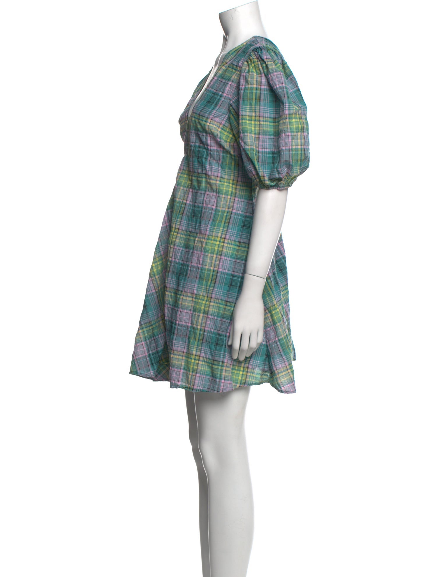 Ganni Plaid Print Mini Dress