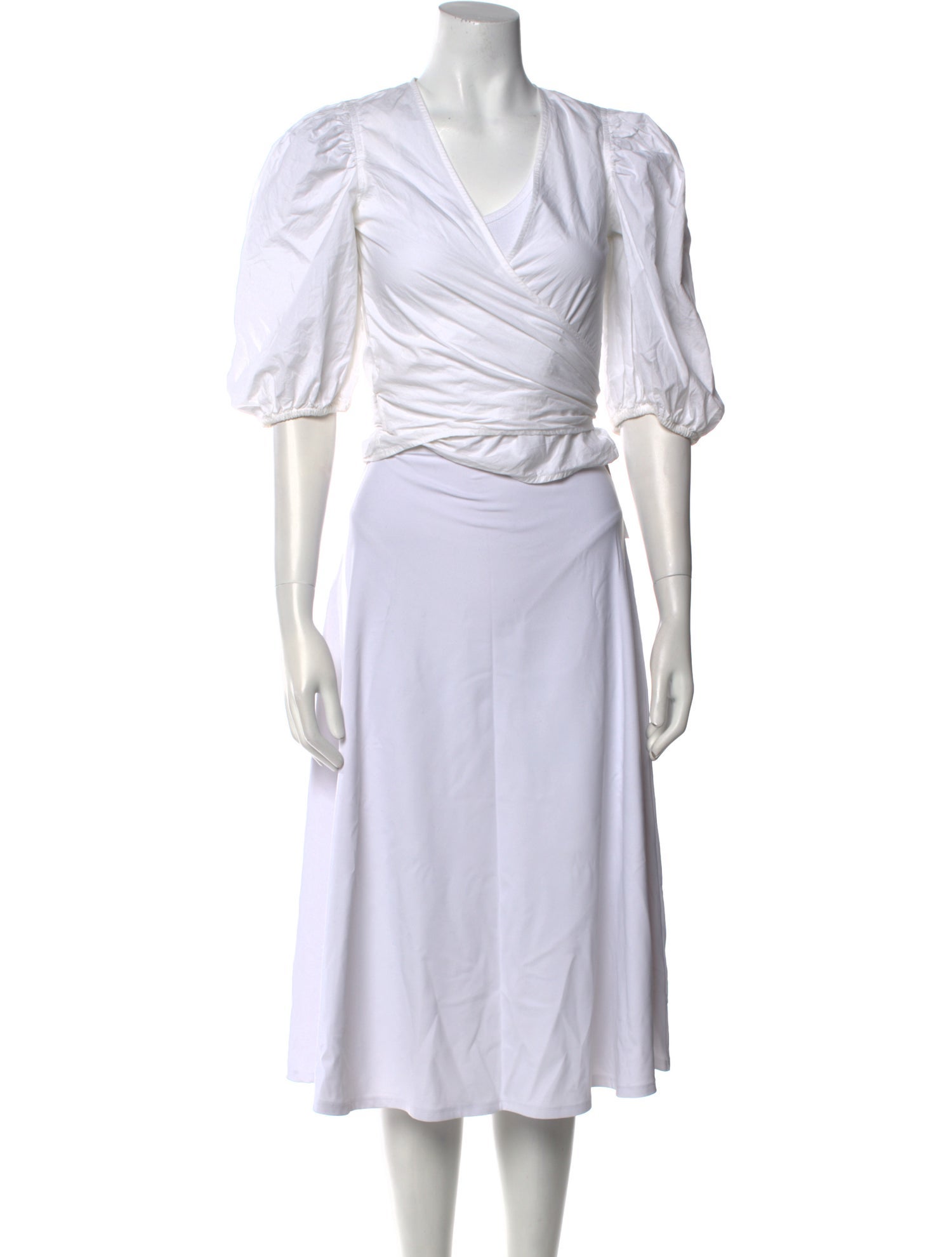 Ganni V-Neck Three-Quarter Sleeve Crop Top