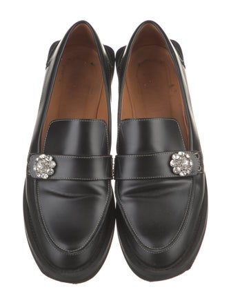Ganni Leather Crystal Embellishments Loafers