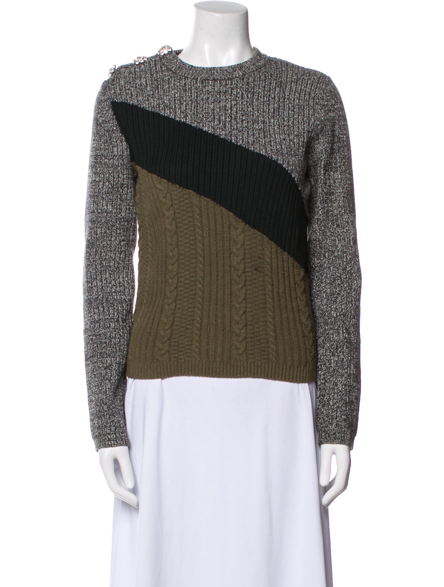 Ganni Colorblock Pattern Mock Neck Sweater