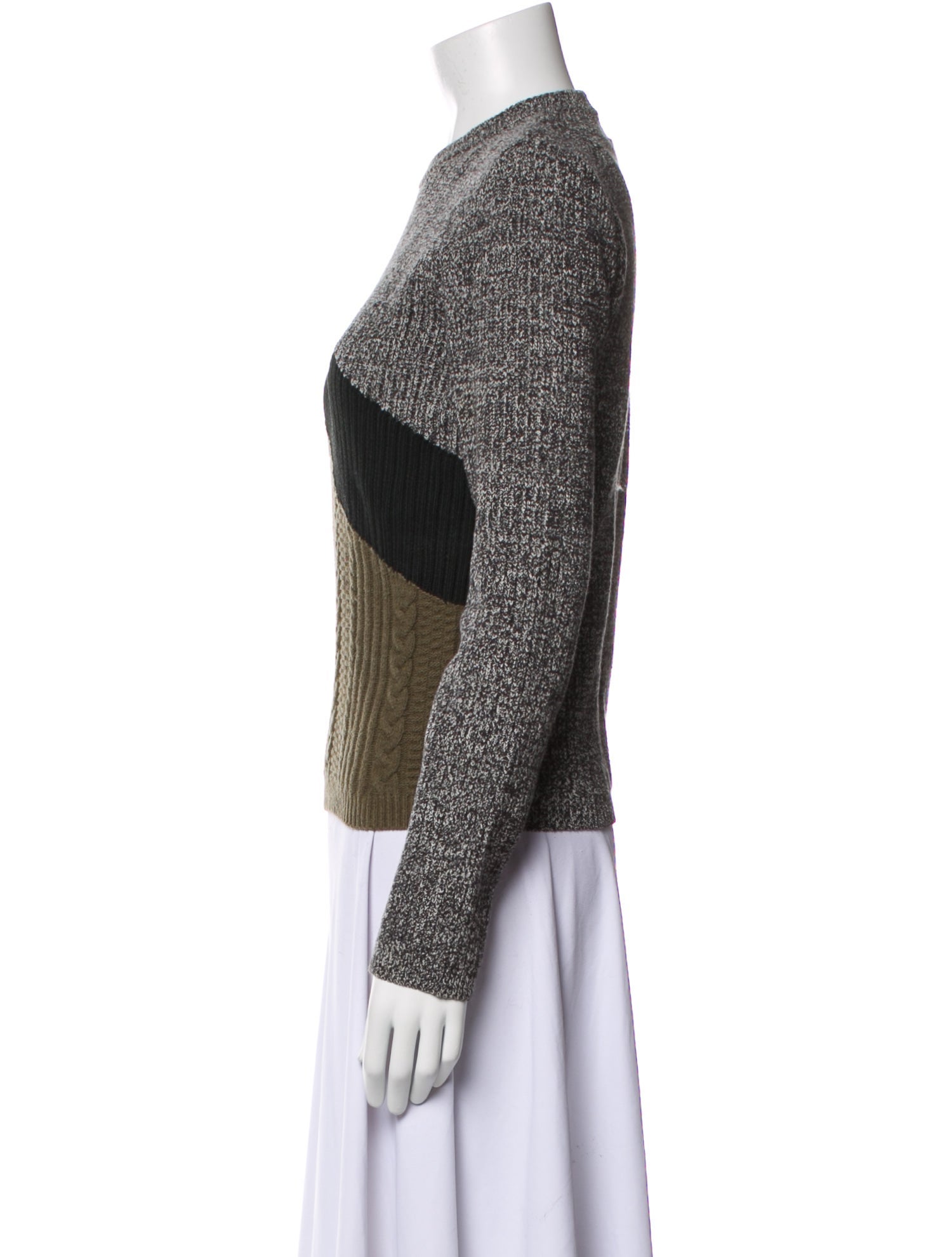 Ganni Colorblock Pattern Mock Neck Sweater