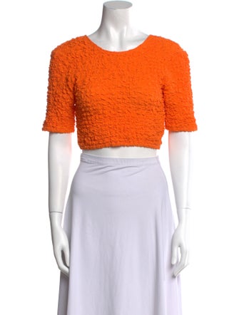 Ganni Scoop Neck Short Sleeve Crop Top