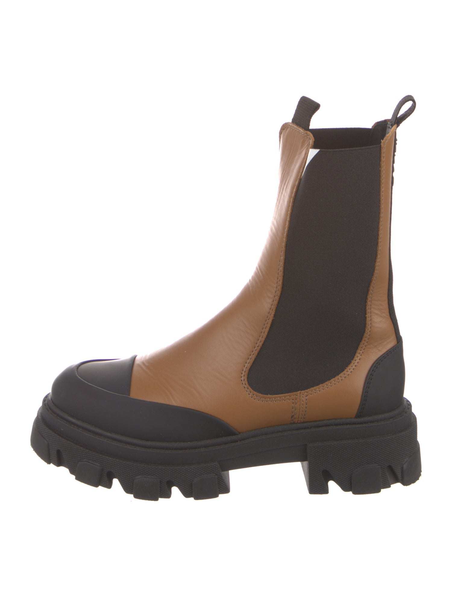 Ganni Leather Colorblock Pattern Chelsea Boots