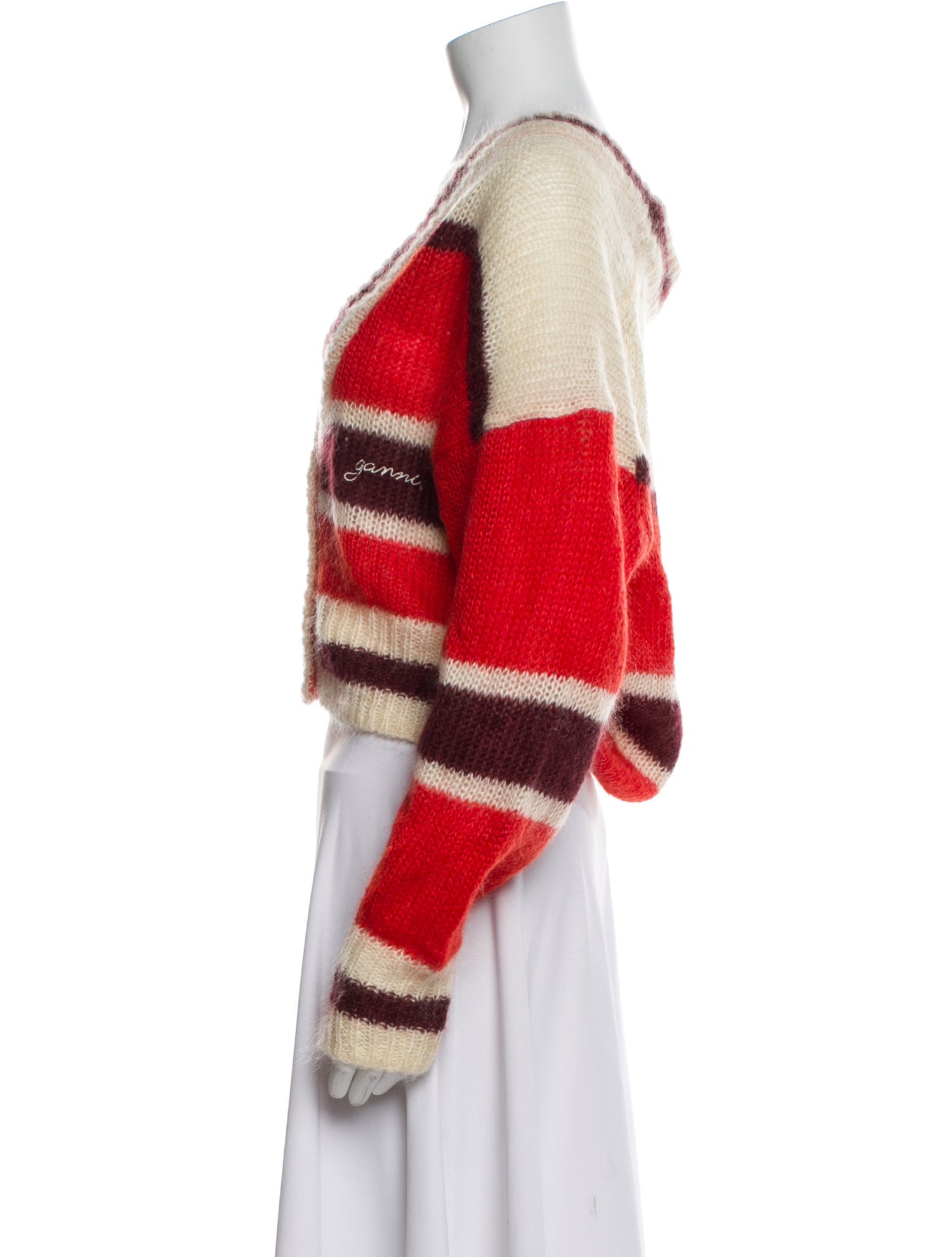 Ganni Striped V-Neck Sweater