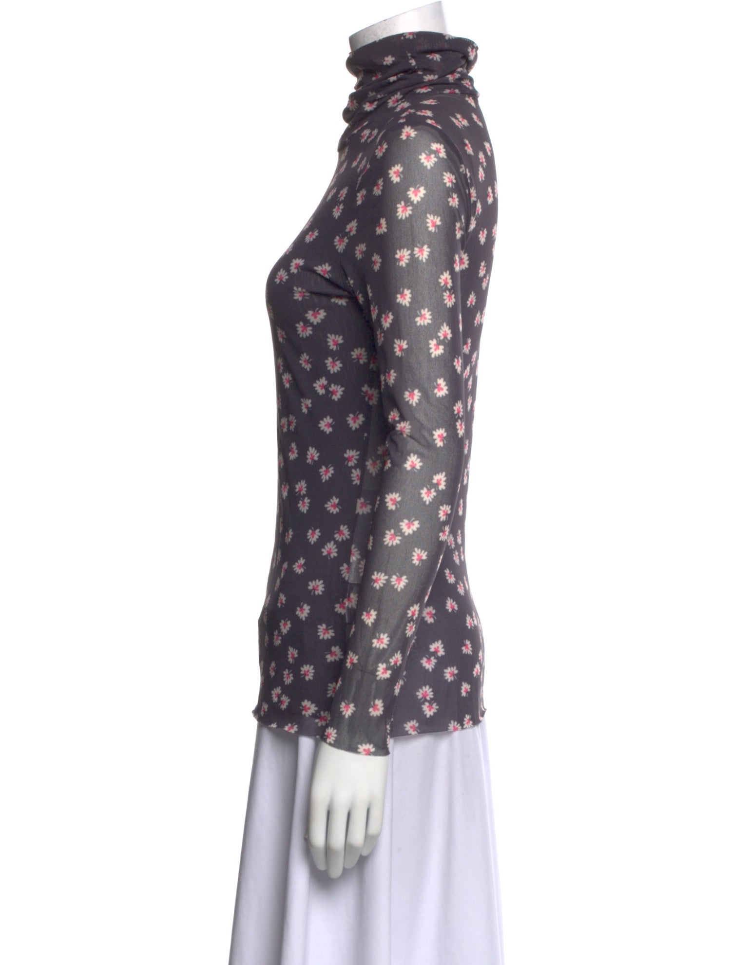 Ganni Floral Print Turtleneck Top