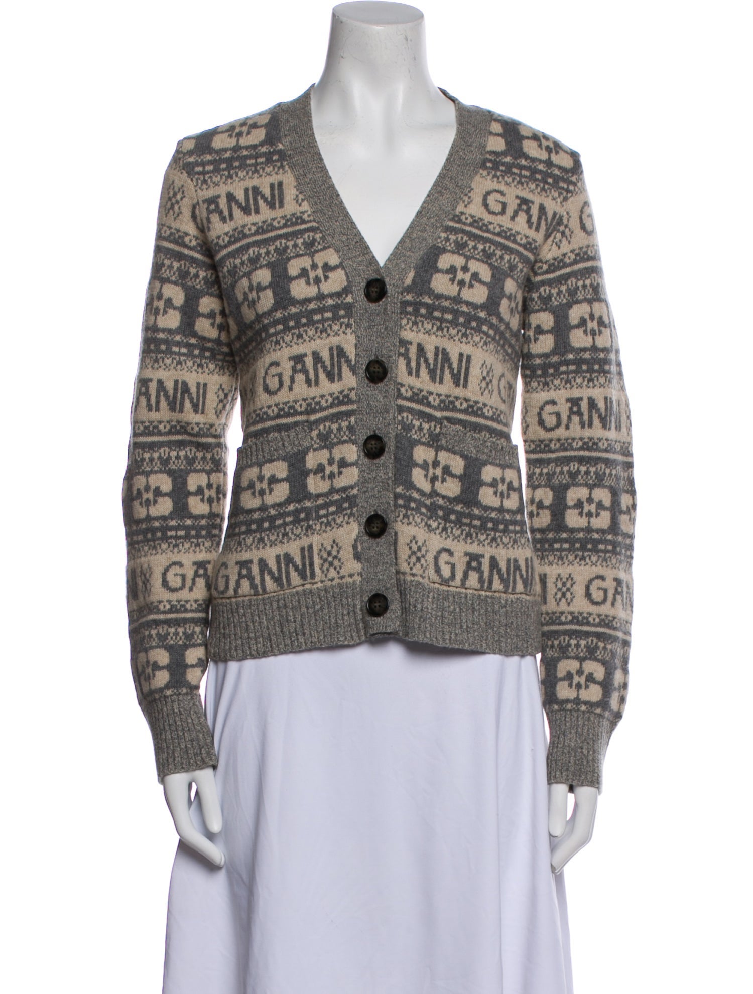 Ganni Wool Printed Sweater