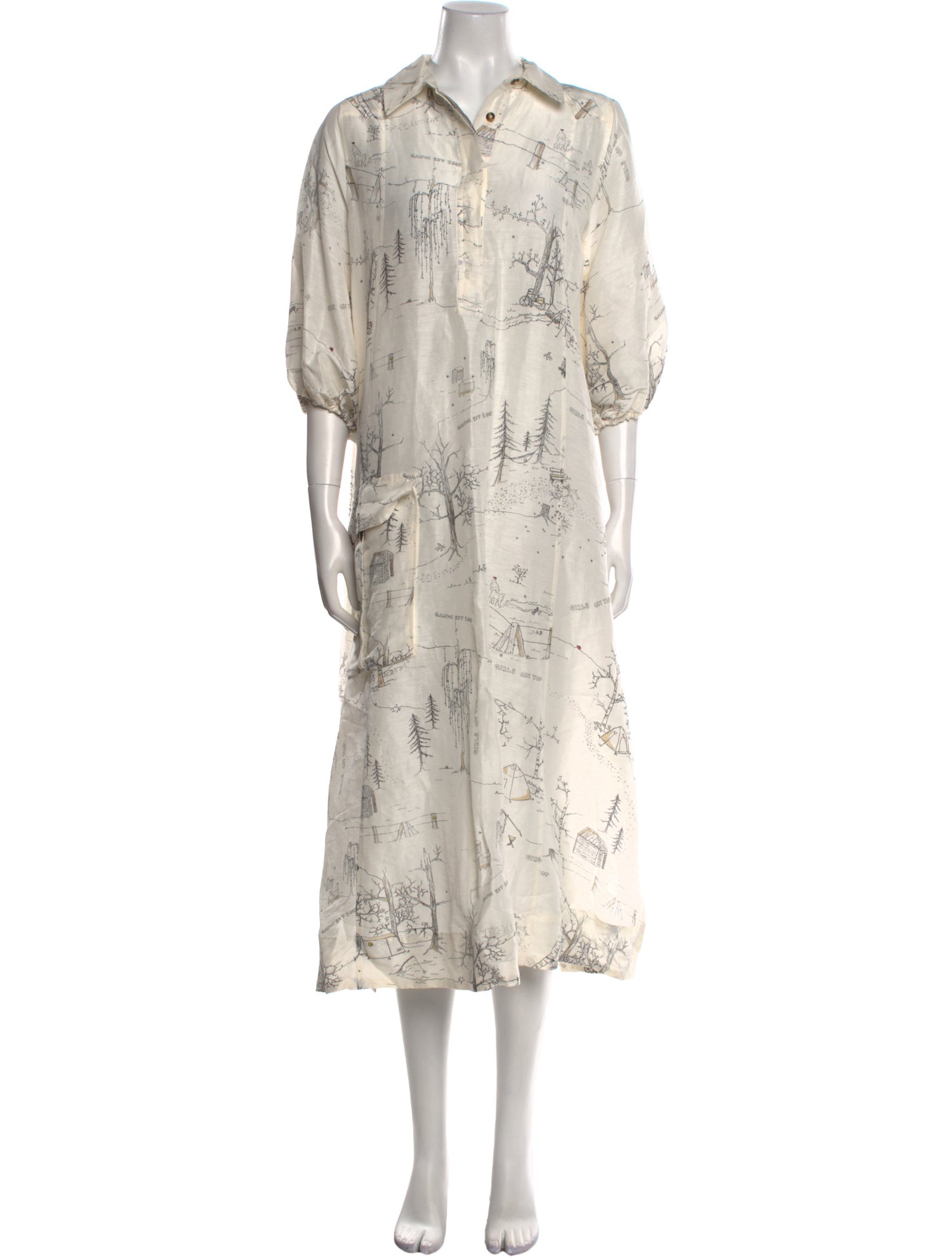 Ganni Linen Midi Length Dress