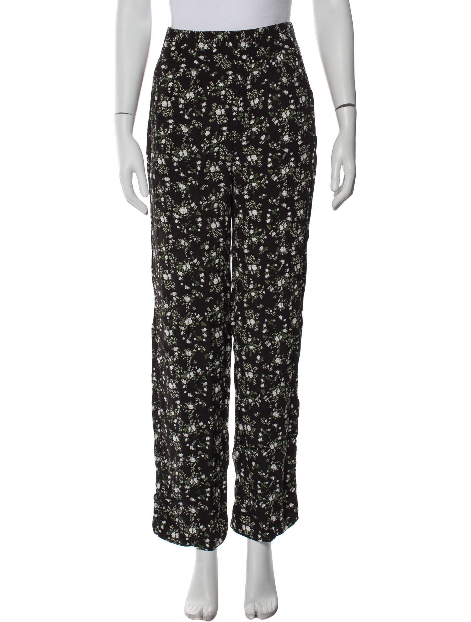 Ganni Floral Print Straight Leg Pants