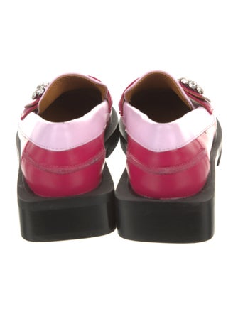 Ganni Leather Crystal Embellishments Loafers