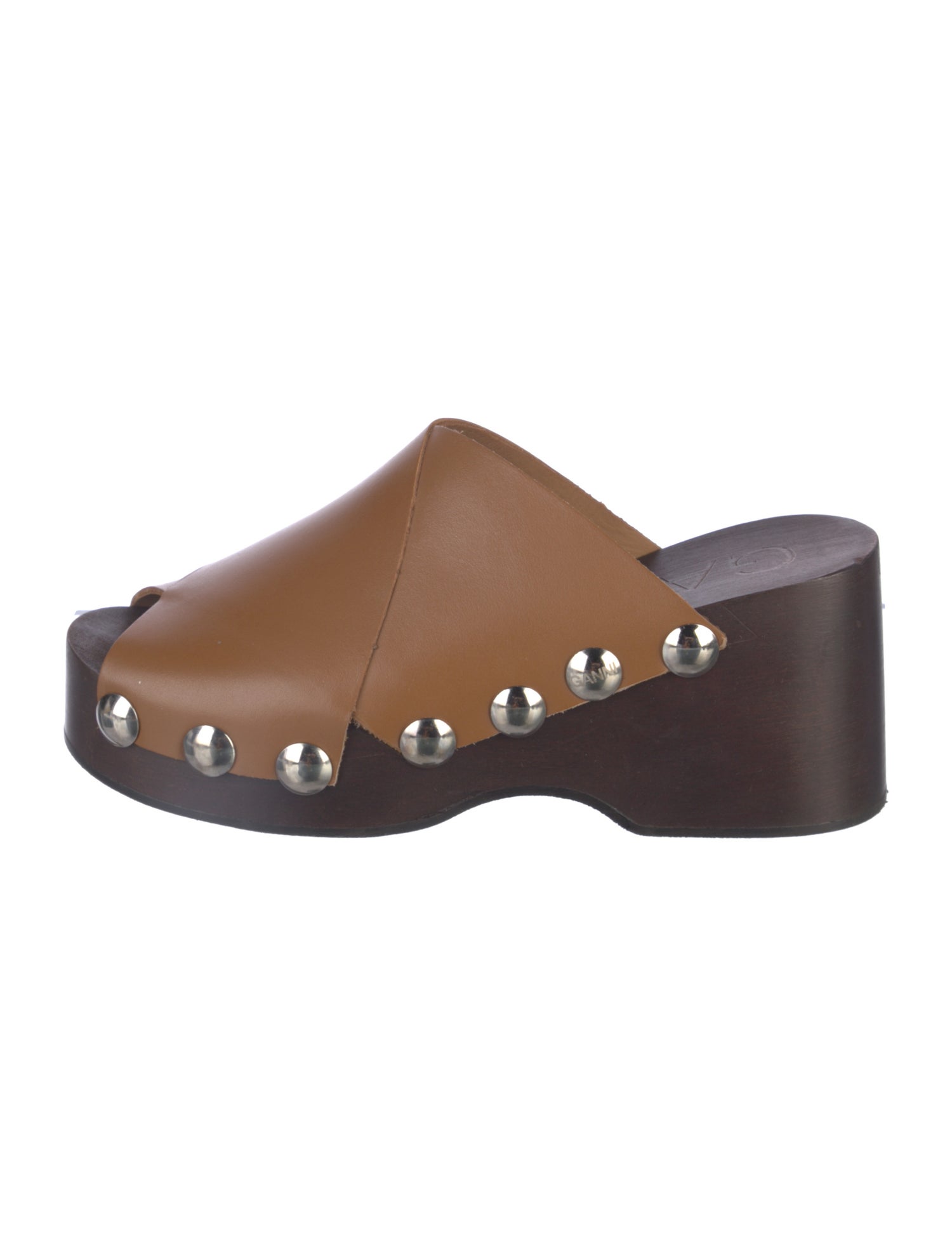 Ganni Leather Studded Accents Slides