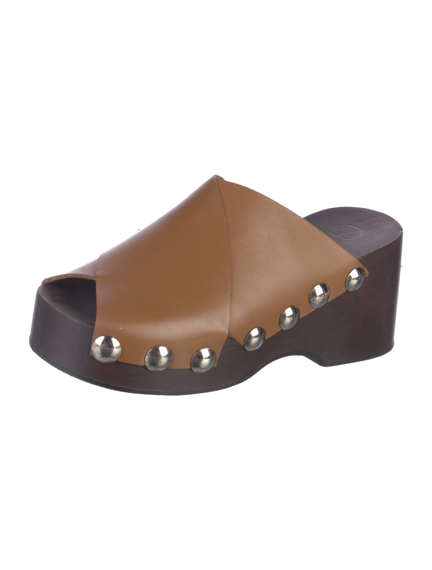 Ganni Leather Studded Accents Slides