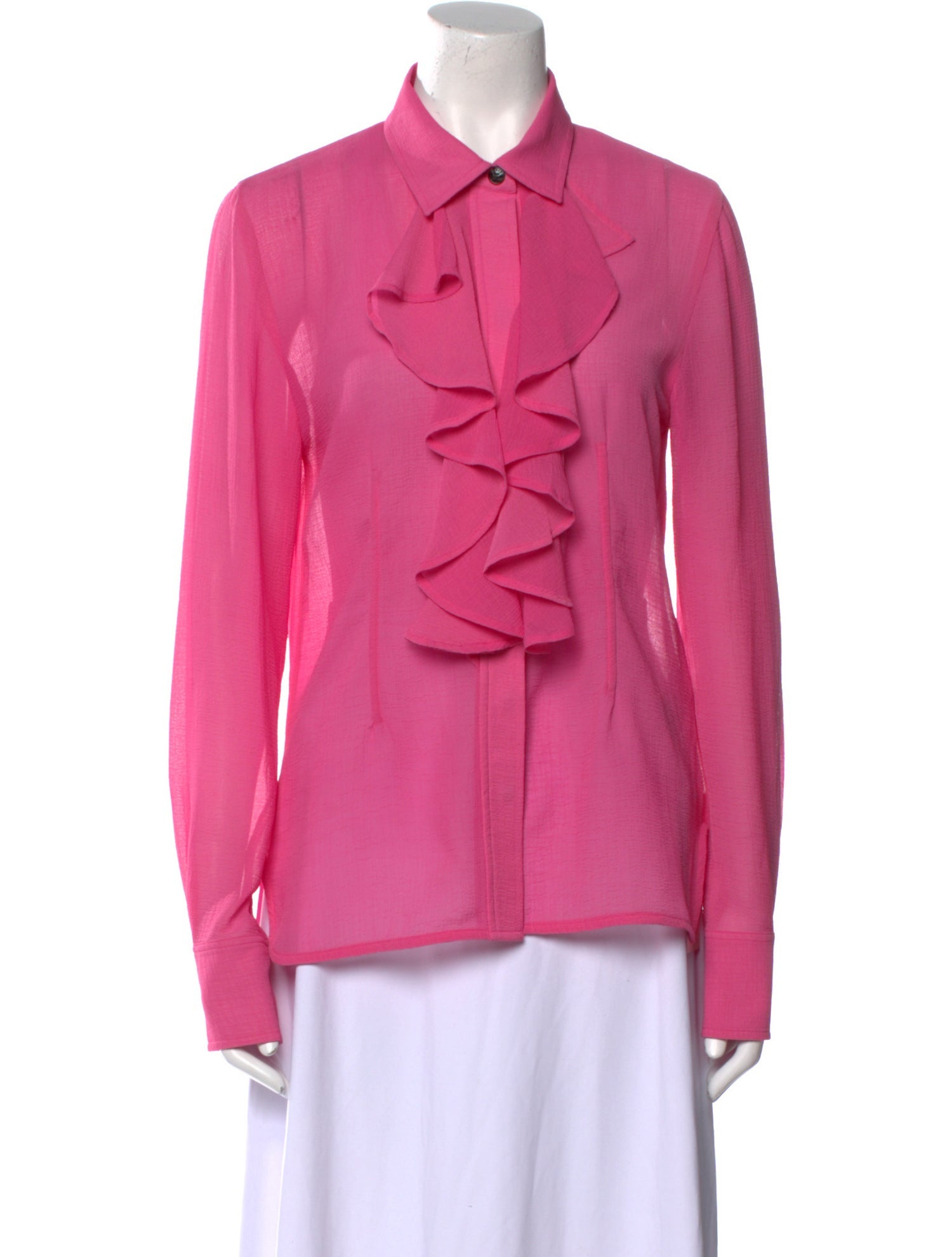 Ganni Long Sleeve Button-Up Top