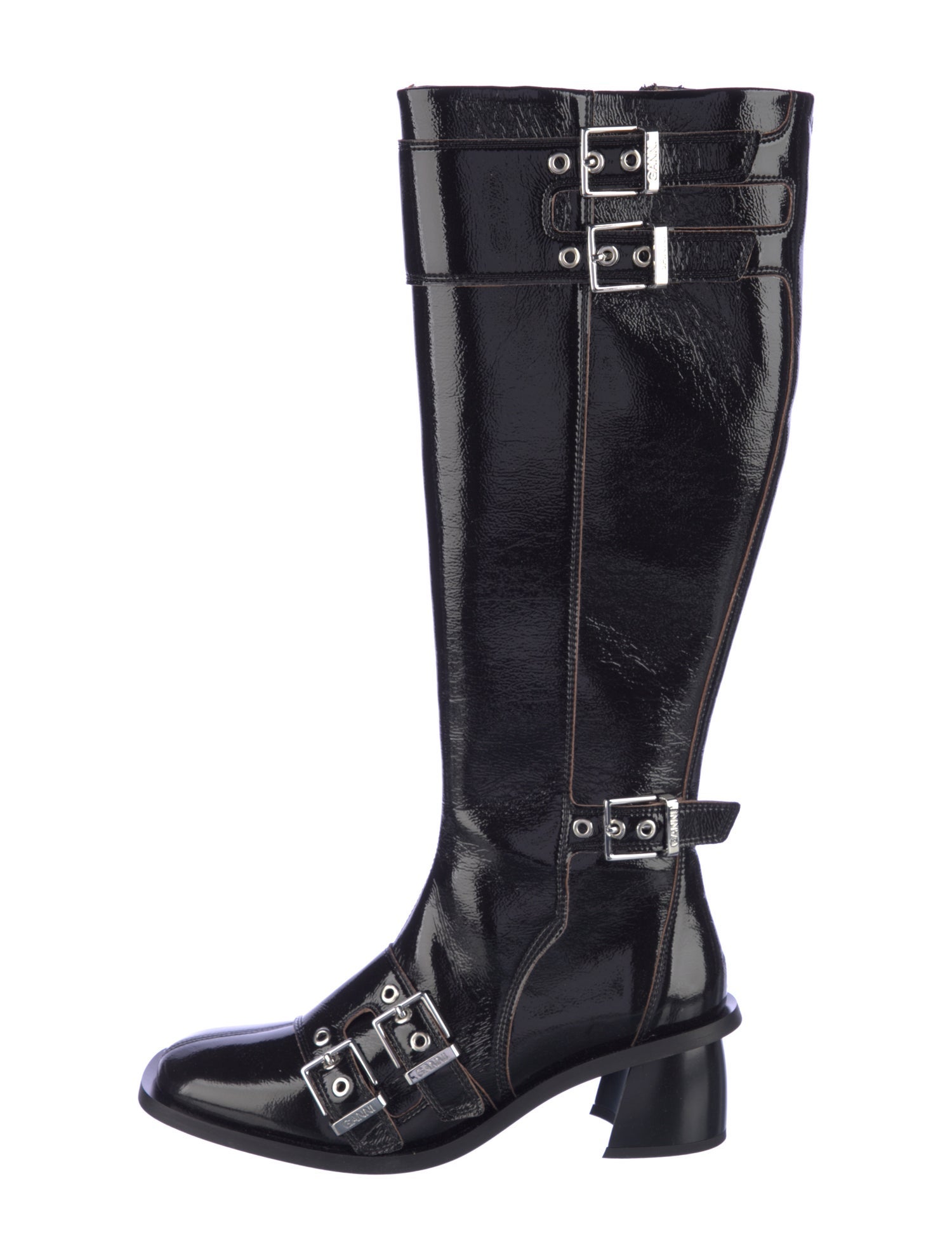 Ganni Patent Leather Riding Boots