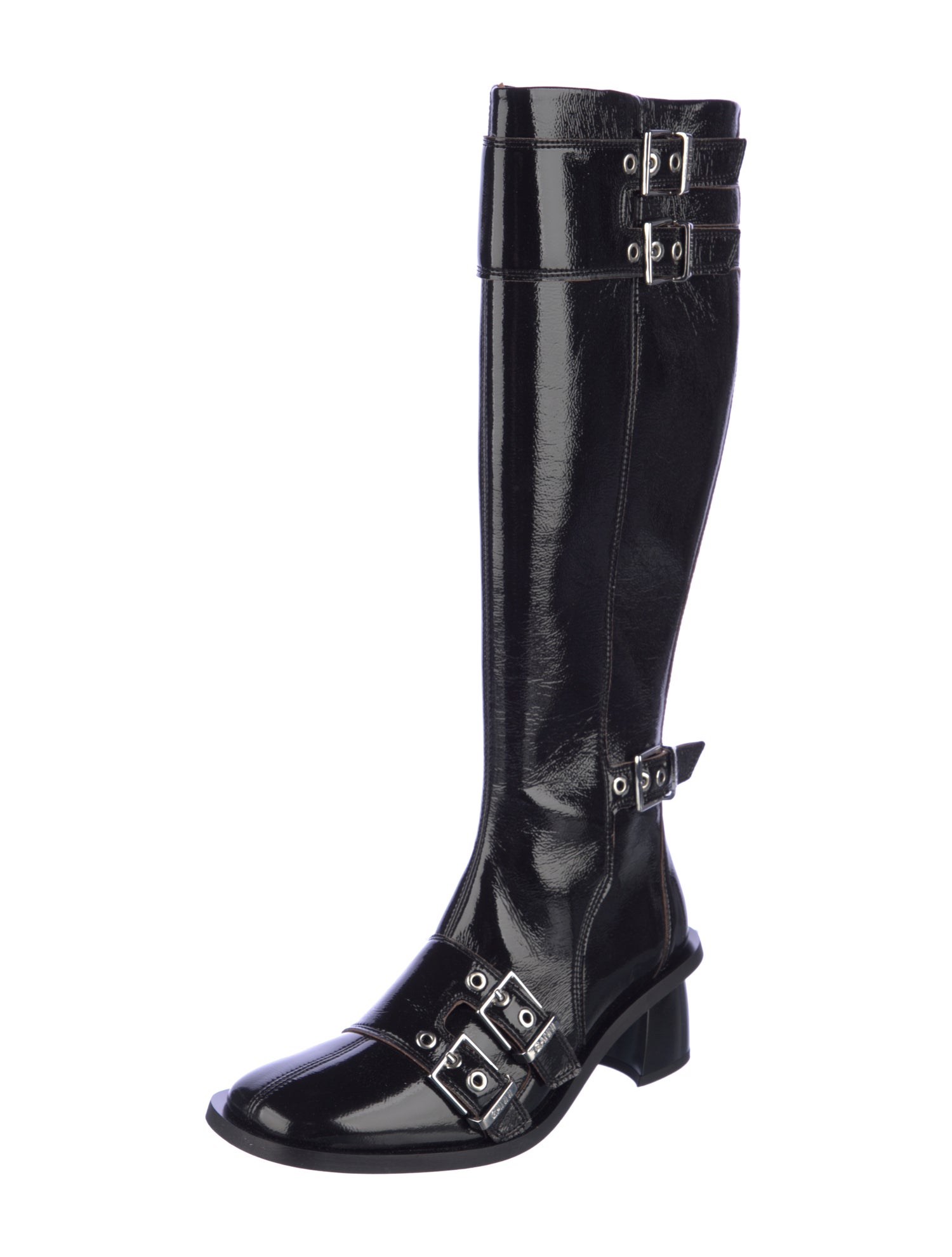 Ganni Patent Leather Riding Boots