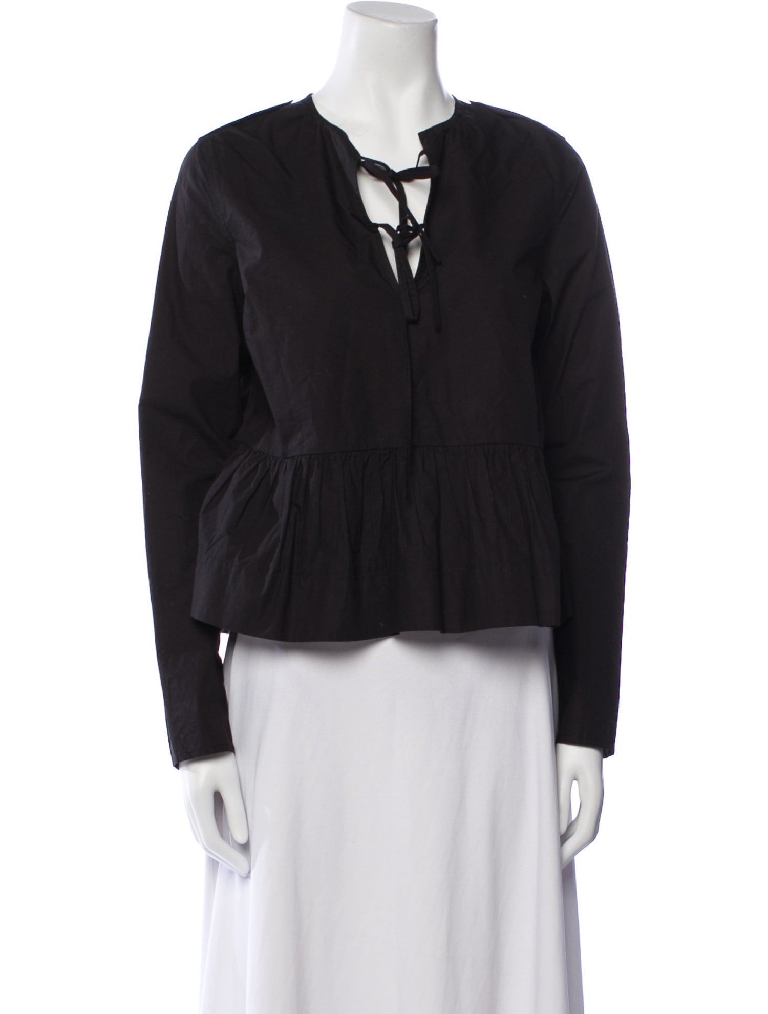 Ganni Tie Neck Long Sleeve Blouse