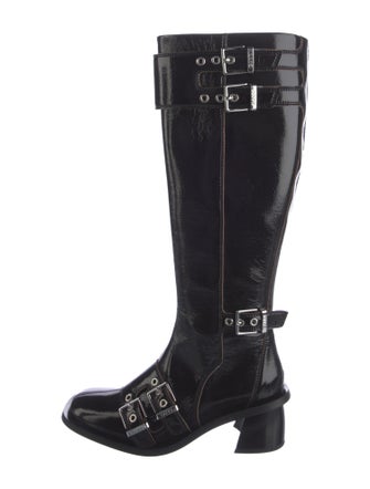 Ganni Patent Leather Riding Boots