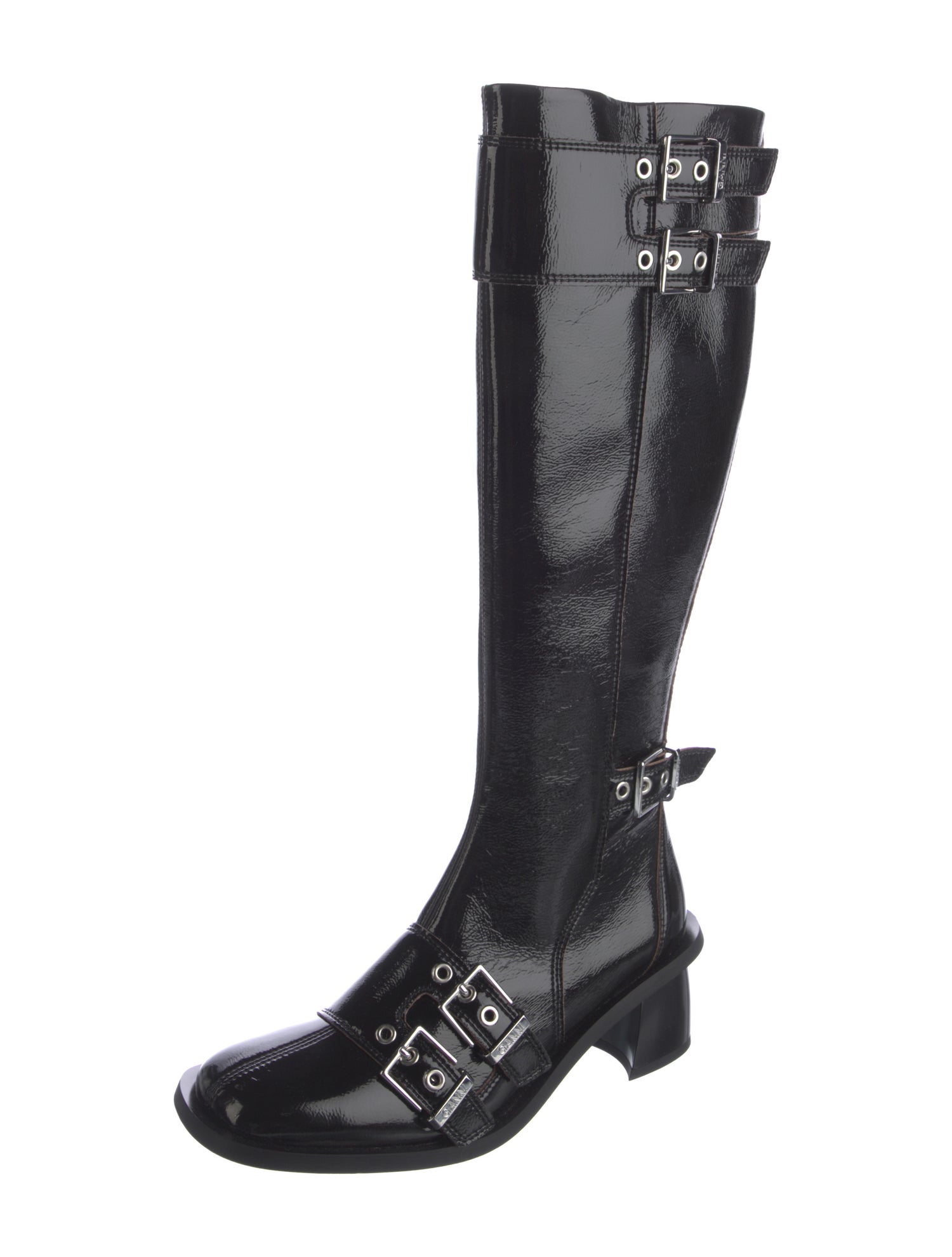 Ganni Patent Leather Riding Boots